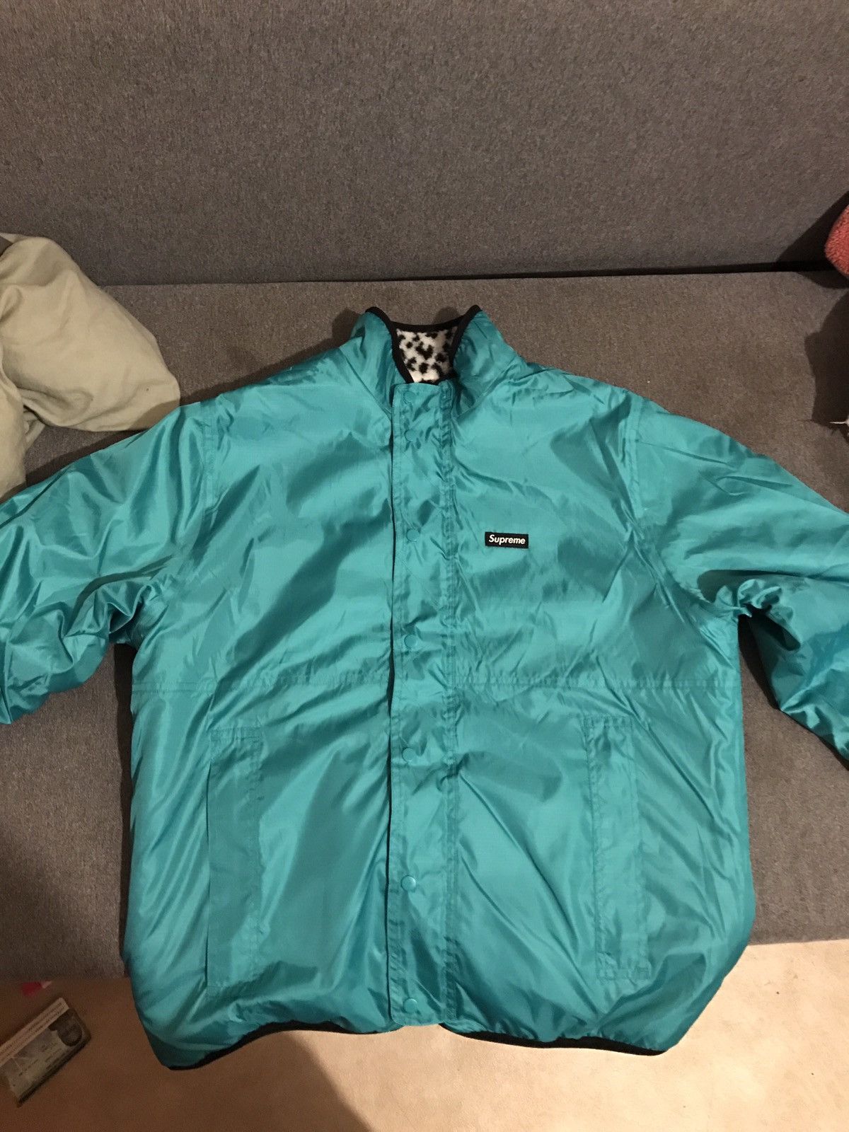 Supreme leopard fleece reversible jacket sales