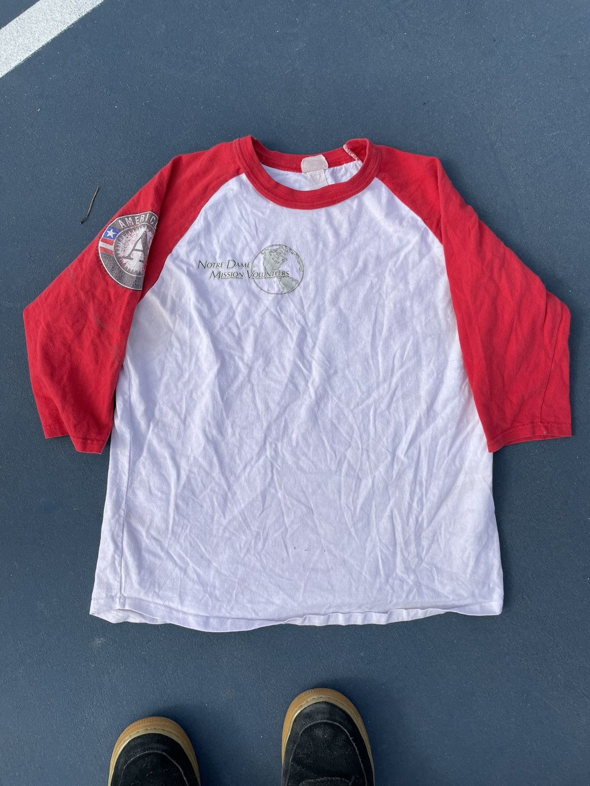 Vintage 80s/70s Marine Corps Notre Dame Church Volunteer Raglan Size US M / EU 48-50 / 2 - 3 Thumbnail
