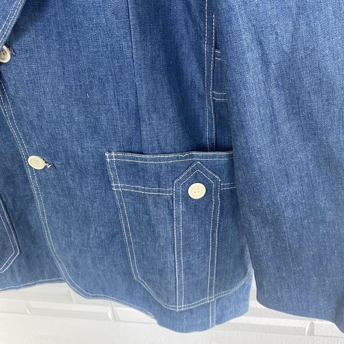 Lee Vintage 70's Lee Set Blue Denim military style blazer Size 42L - 7 Thumbnail