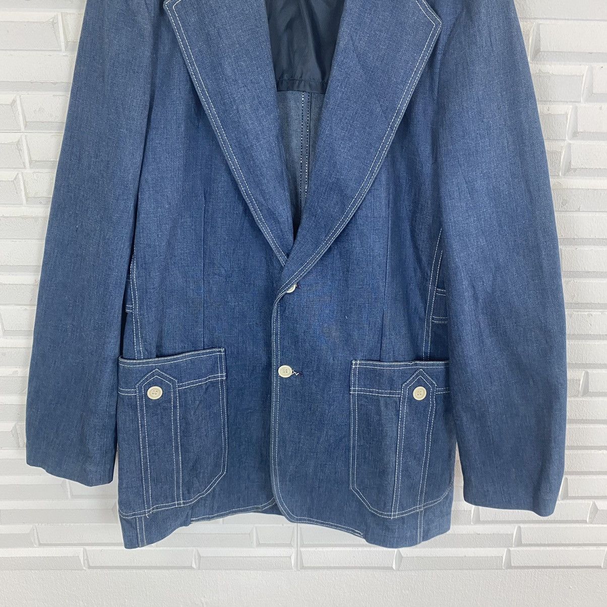 Lee Vintage 70's Lee Set Blue Denim military style blazer Size 42L - 6 Thumbnail
