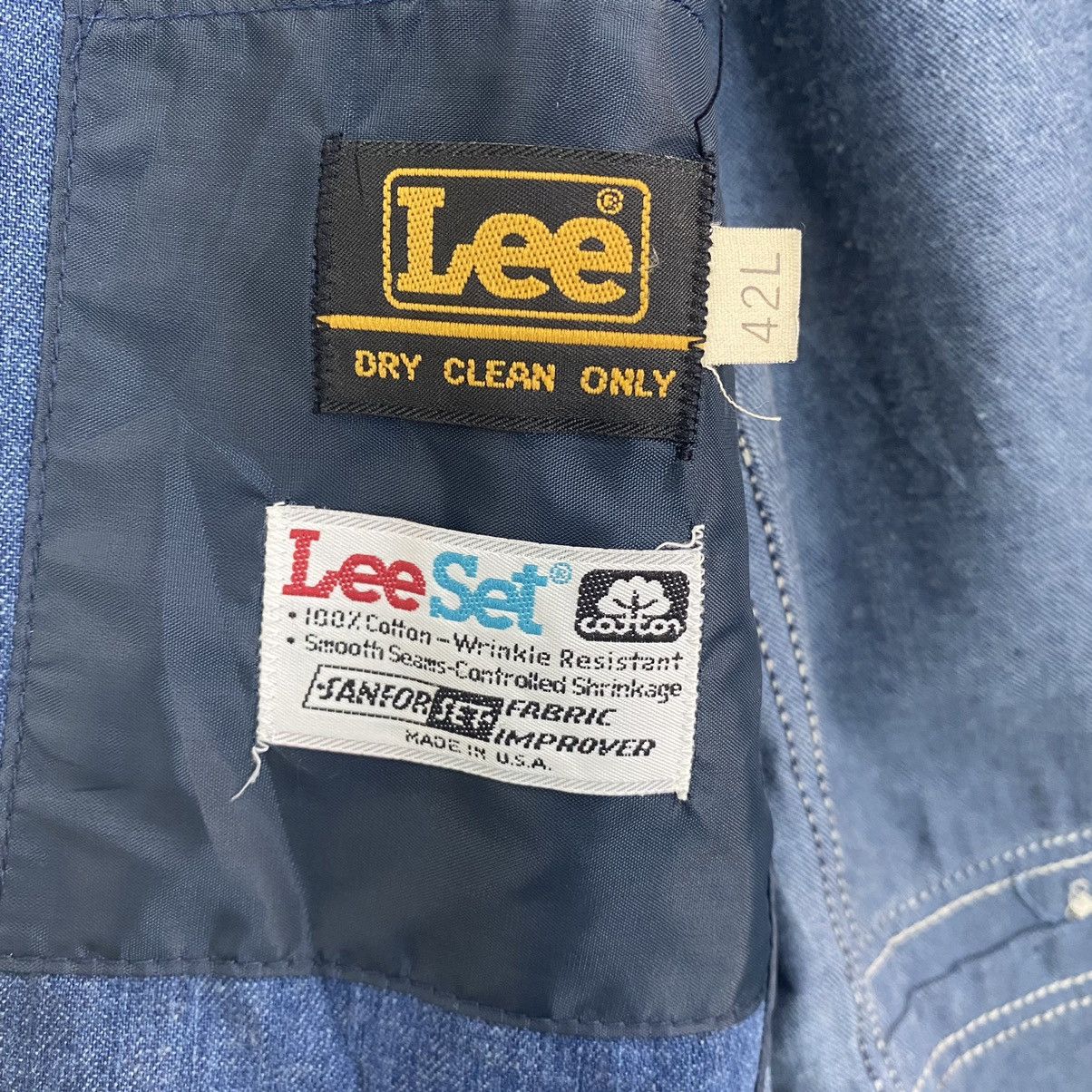 Lee Vintage 70's Lee Set Blue Denim military style blazer Size 42L - 10 Thumbnail