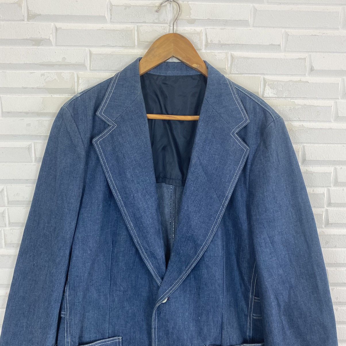 Lee Vintage 70's Lee Set Blue Denim military style blazer Size 42L - 5 Thumbnail