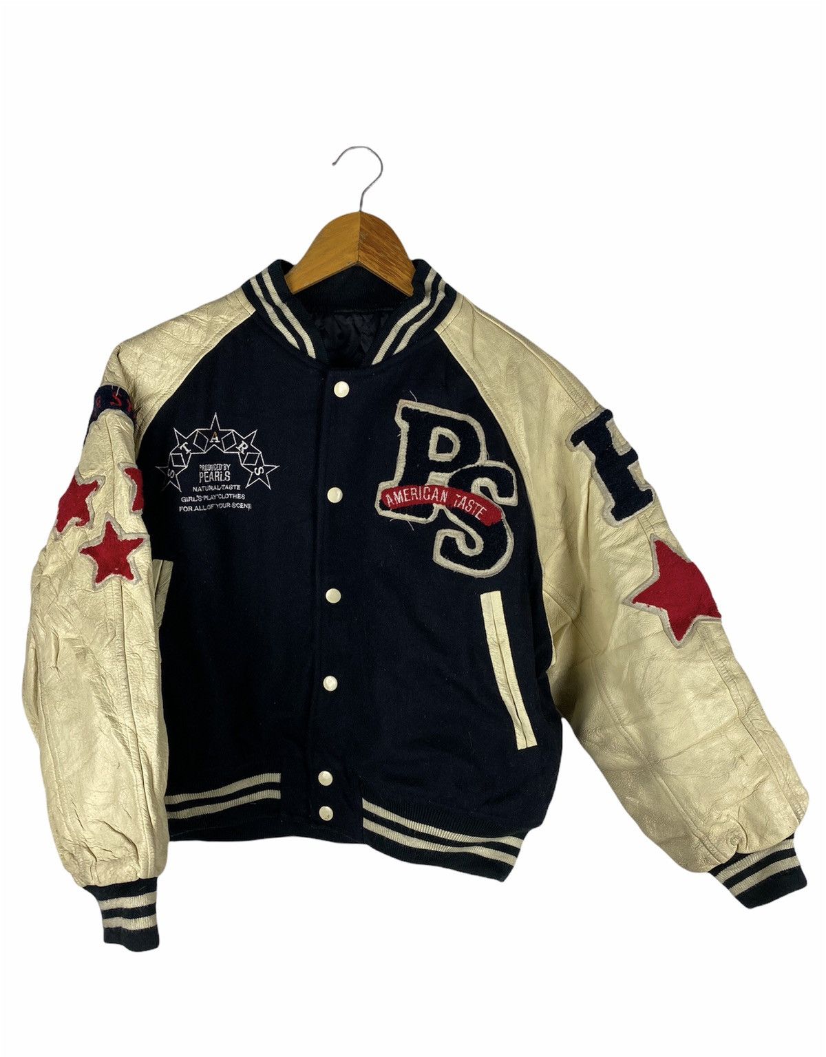 VINTAGE 90S AMERICAN TASTE VARSITY JACKET LEATHER SLEEVE