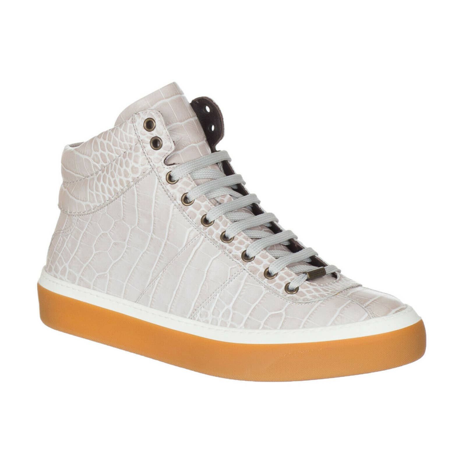 Jimmy Choo Men's Navy Croc Print & Crystal Sneakers