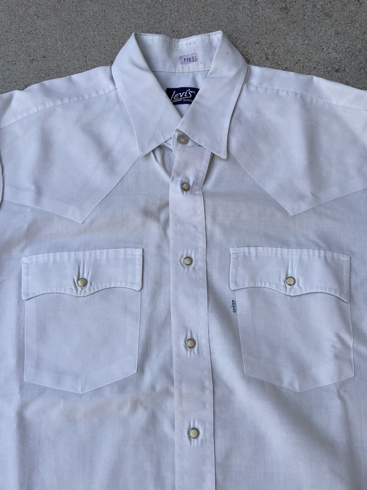 Vintage Vtg 80s Levis White Tab Western Pearl Snap Buttoned Shirt XL Size US XL / EU 56 / 4 - 4 Thumbnail