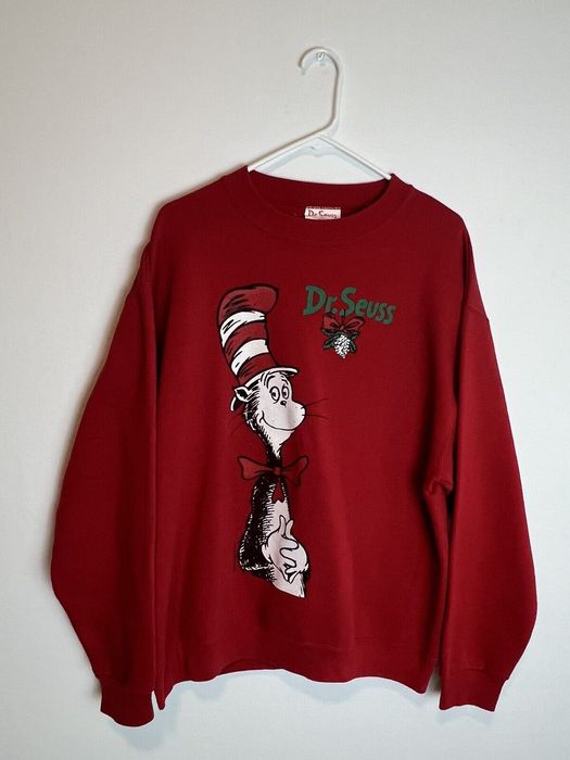 Other Dr. Seuss Red Vintage Cat Hat Christmas Mistletoe Crewneck | Grailed