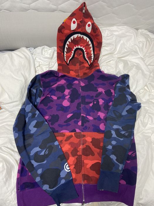 Bape XL Bape Crazy Camo shark full zip up hoodie Grailed