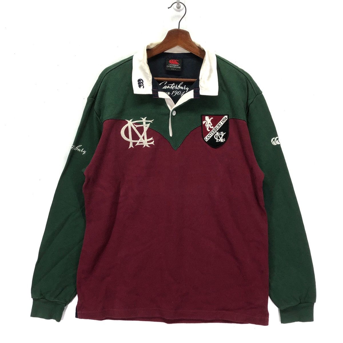 Maillot De Rugby Vintage Canterbury – Taille L, Manches Longues, Fabriqué En Nouvelle-Zélande