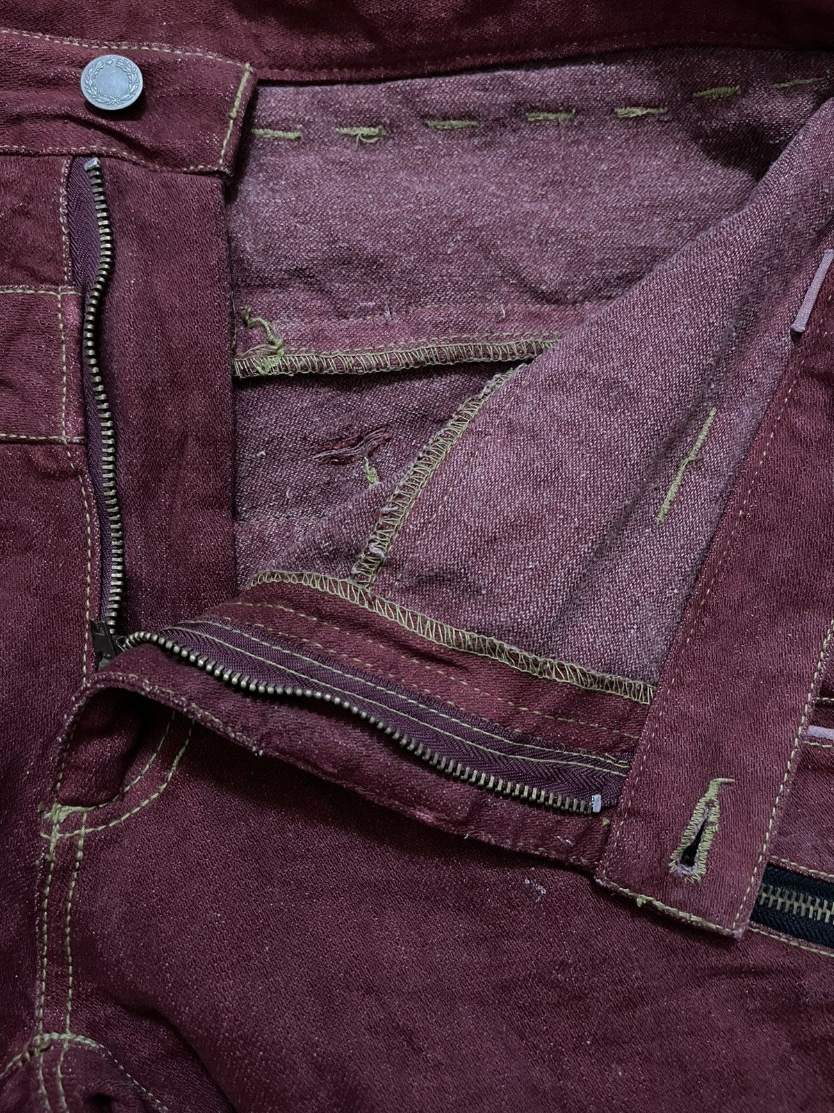 Designer × Japanese Brand × Seditionaries Japanese Brand Maroon Many Dope Double Waist Denim Jeans Size US 34 / EU 50 - 4 Thumbnail