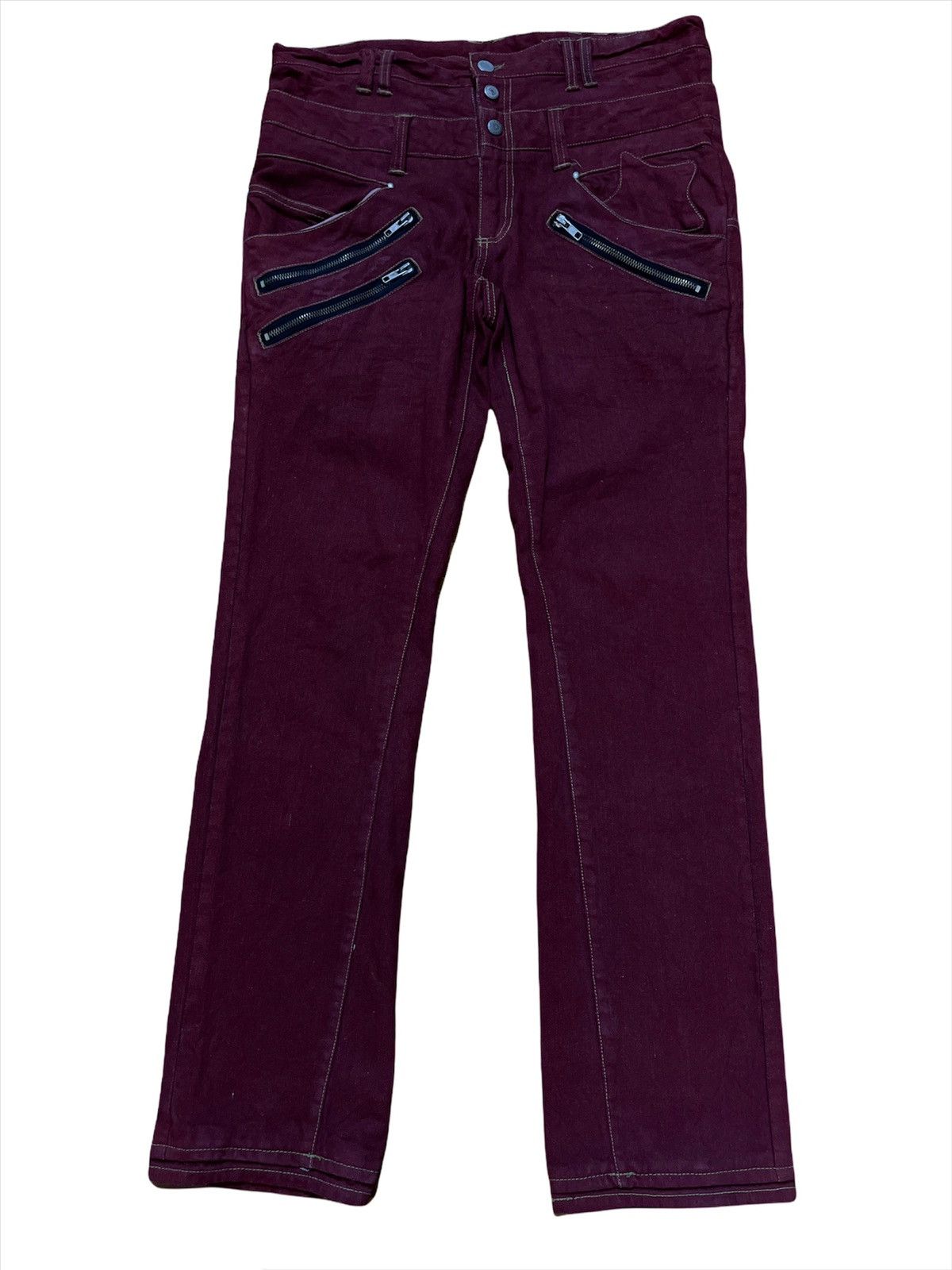 Designer × Japanese Brand × Seditionaries Japanese Brand Maroon Many Dope Double Waist Denim Jeans Size US 34 / EU 50 - 1 Thumbnail