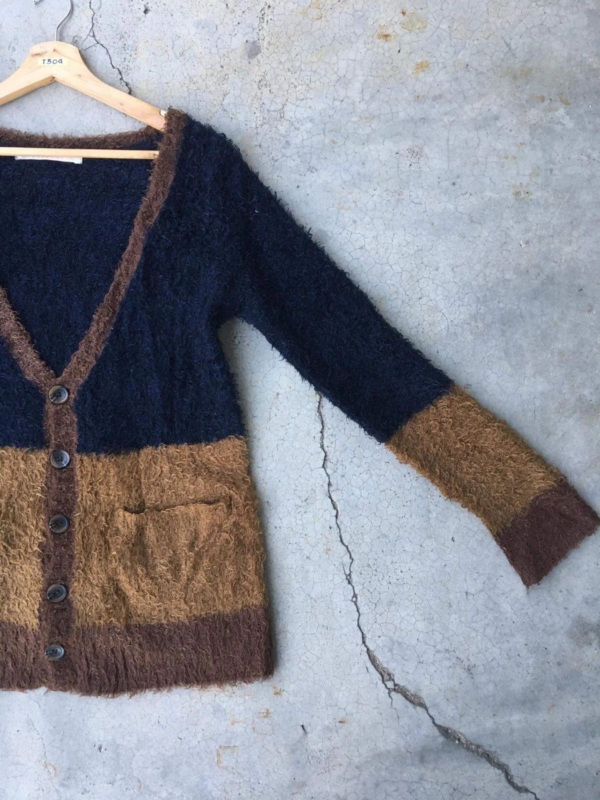 Aran Isles Knitwear × Homespun Knitwear 📌RAY CASSIN Mohair/Fleece Stripe Cardigan Knitt Pattern Size US M / EU 48-50 / 2 - 4 Thumbnail