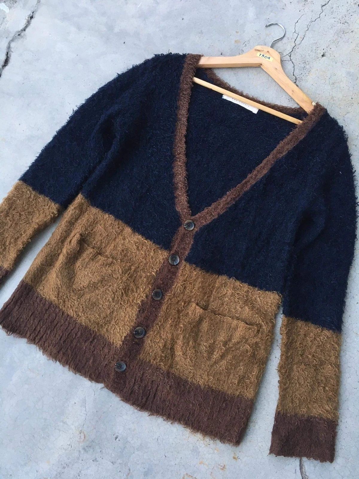Aran Isles Knitwear × Homespun Knitwear 📌RAY CASSIN Mohair/Fleece Stripe Cardigan Knitt Pattern Size US M / EU 48-50 / 2 - 1 Thumbnail