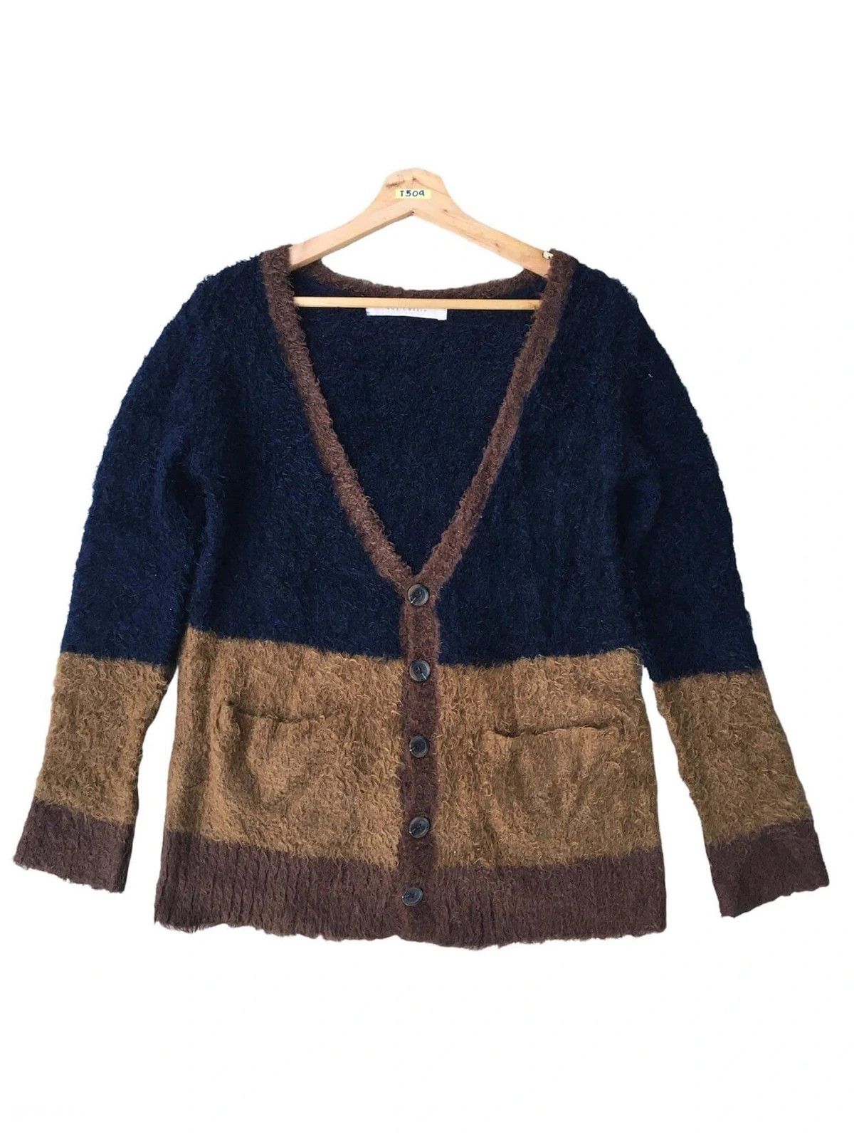 Aran Isles Knitwear × Homespun Knitwear 📌RAY CASSIN Mohair/Fleece Stripe Cardigan Knitt Pattern Size US M / EU 48-50 / 2 - 2 Thumbnail