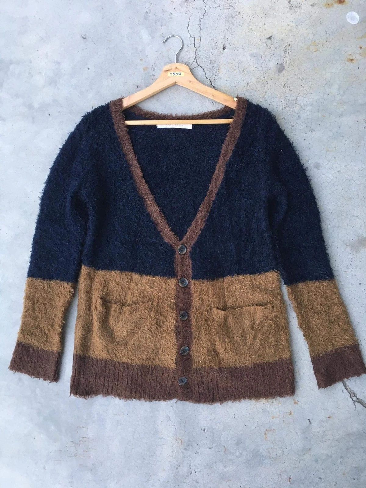 Aran Isles Knitwear × Homespun Knitwear 📌RAY CASSIN Mohair/Fleece Stripe Cardigan Knitt Pattern Size US M / EU 48-50 / 2 - 3 Thumbnail