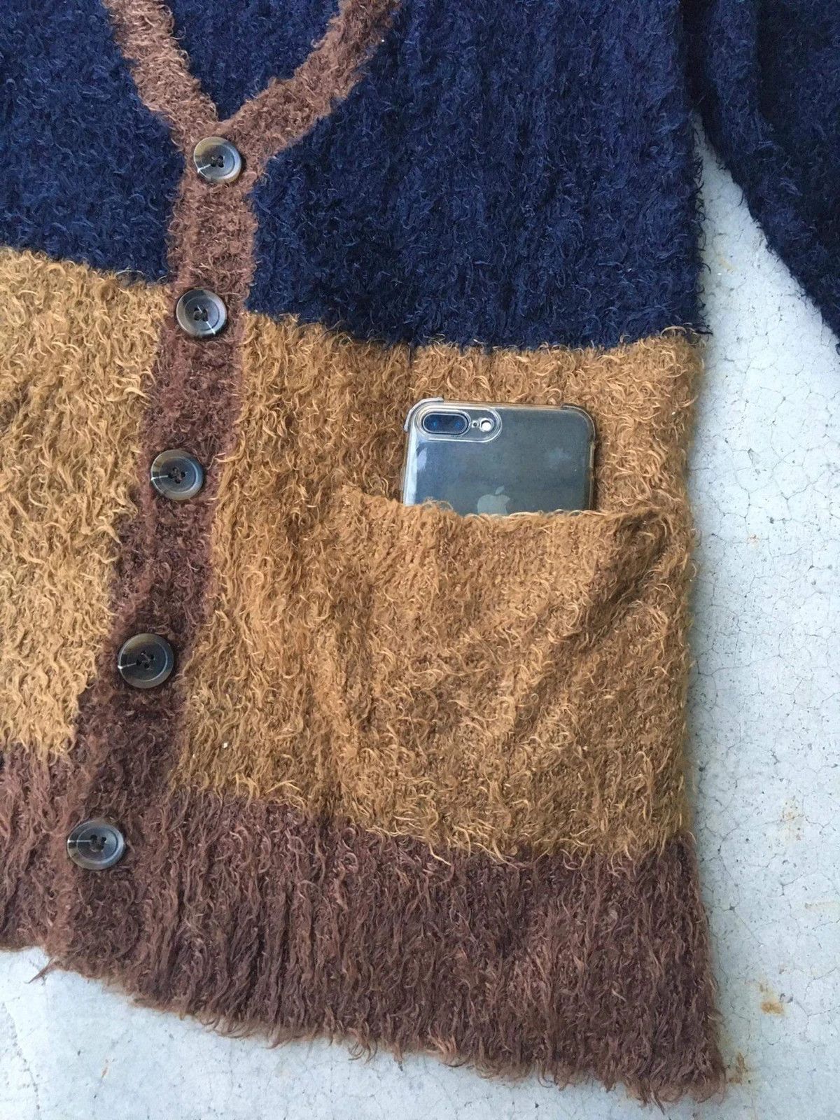 Aran Isles Knitwear × Homespun Knitwear 📌RAY CASSIN Mohair/Fleece Stripe Cardigan Knitt Pattern Size US M / EU 48-50 / 2 - 6 Thumbnail