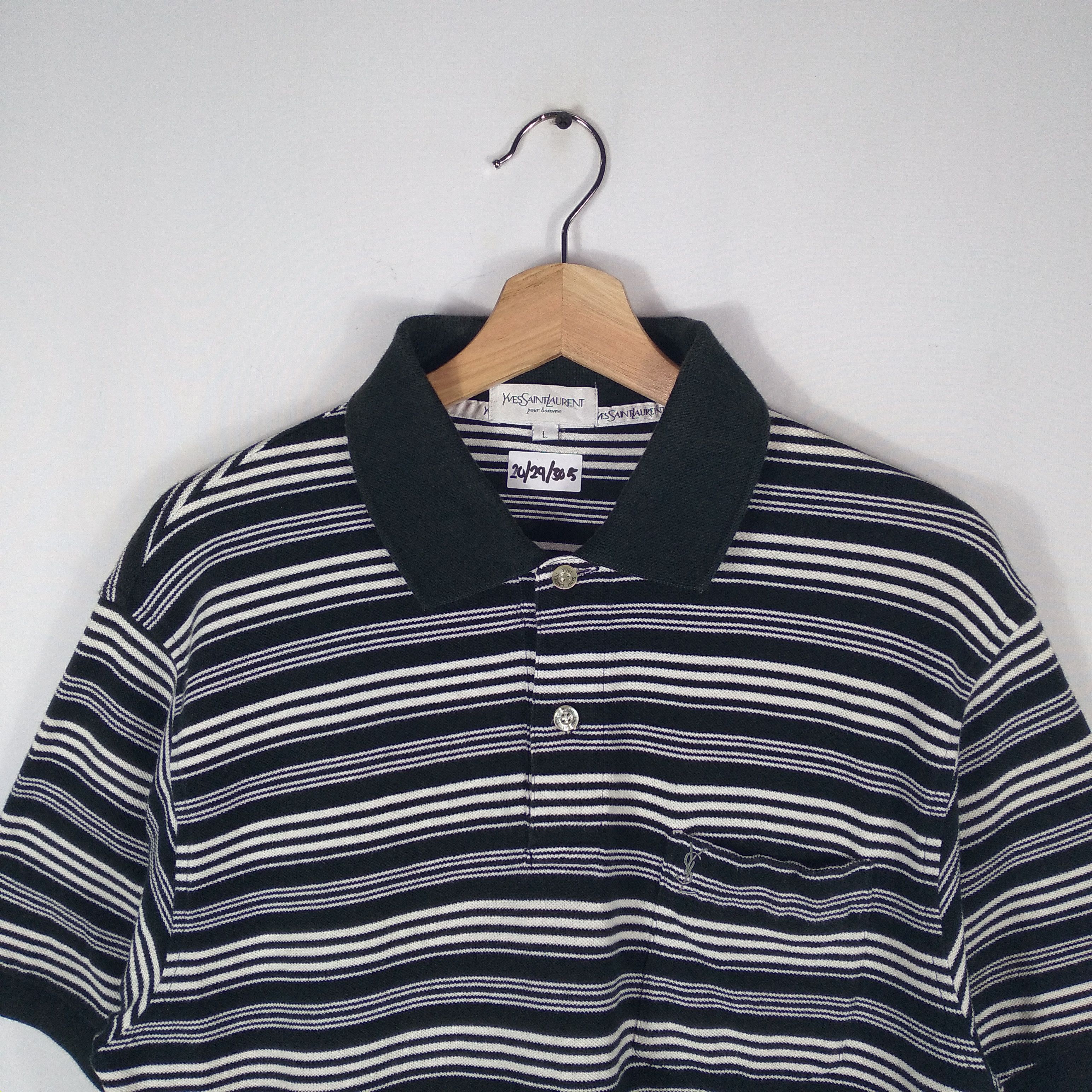 Designer × Vintage × Yves Saint Laurent Yves Saint Laurent Mini Logo Classic Stripes Polo Shirt Size US M / EU 48-50 / 2 - 2 Thumbnail