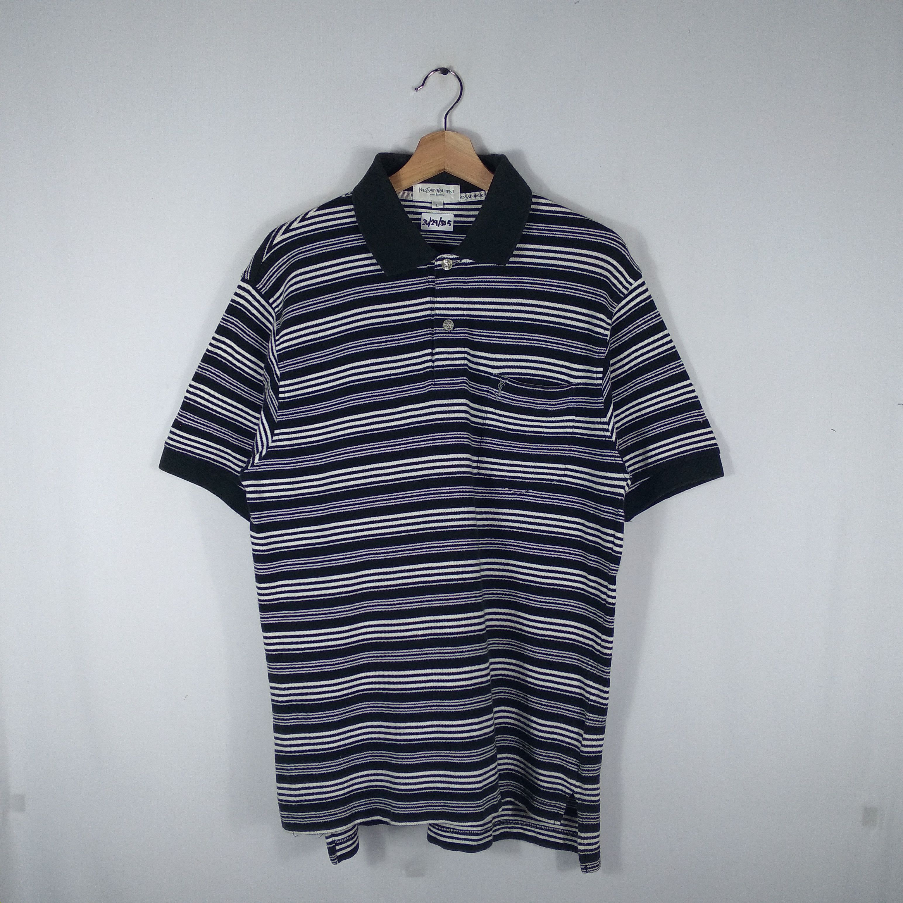 Designer × Vintage × Yves Saint Laurent Yves Saint Laurent Mini Logo Classic Stripes Polo Shirt Size US M / EU 48-50 / 2 - 1 Thumbnail