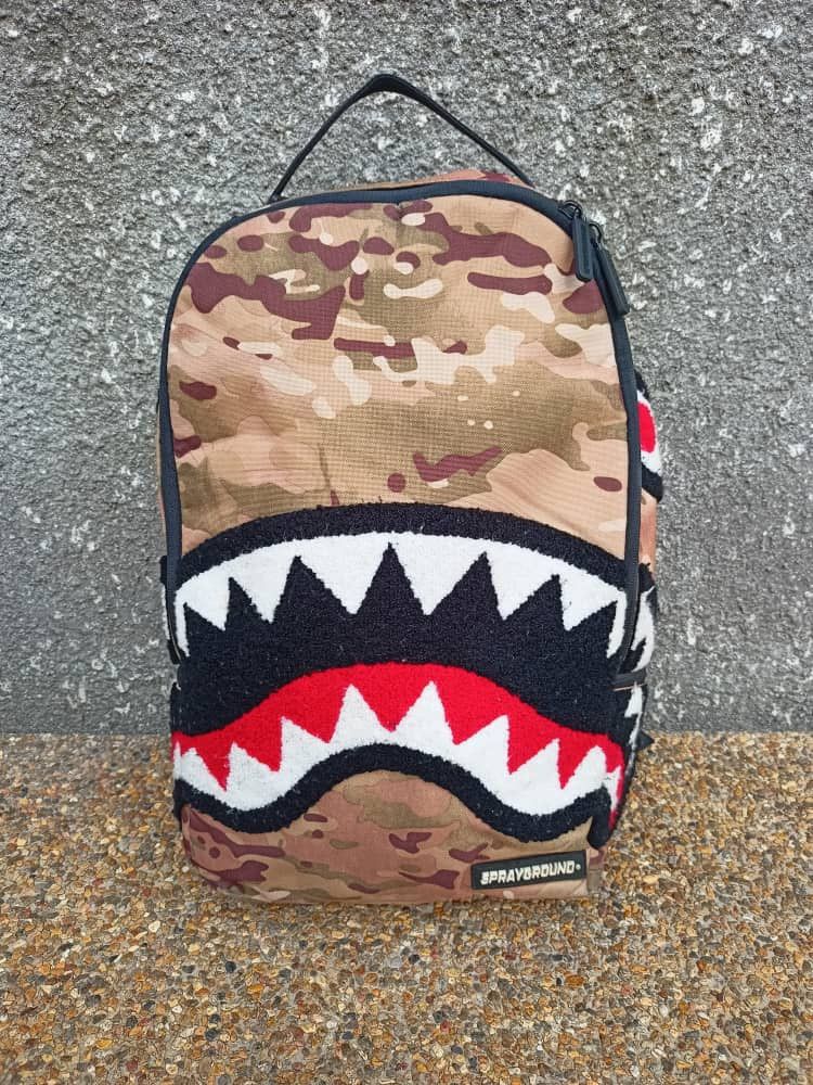 Sprayground Checkered Shark Backpack, Camo