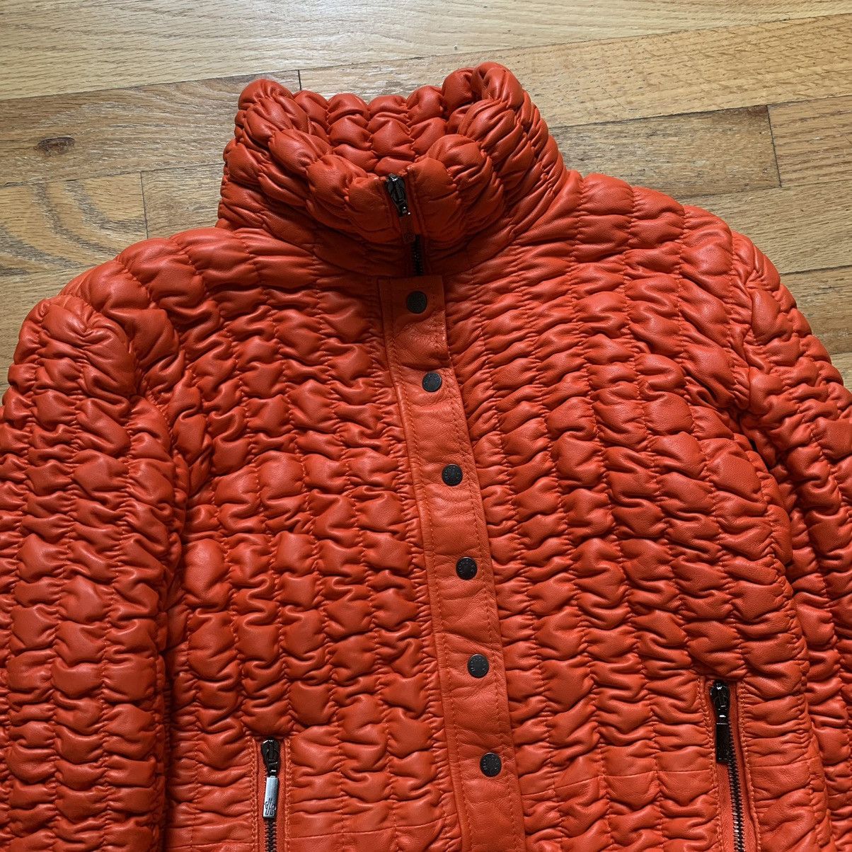 Moncler FW2003 Ruched Leather Down Jacket Size S / US 4 / IT 40 - 2 Thumbnail