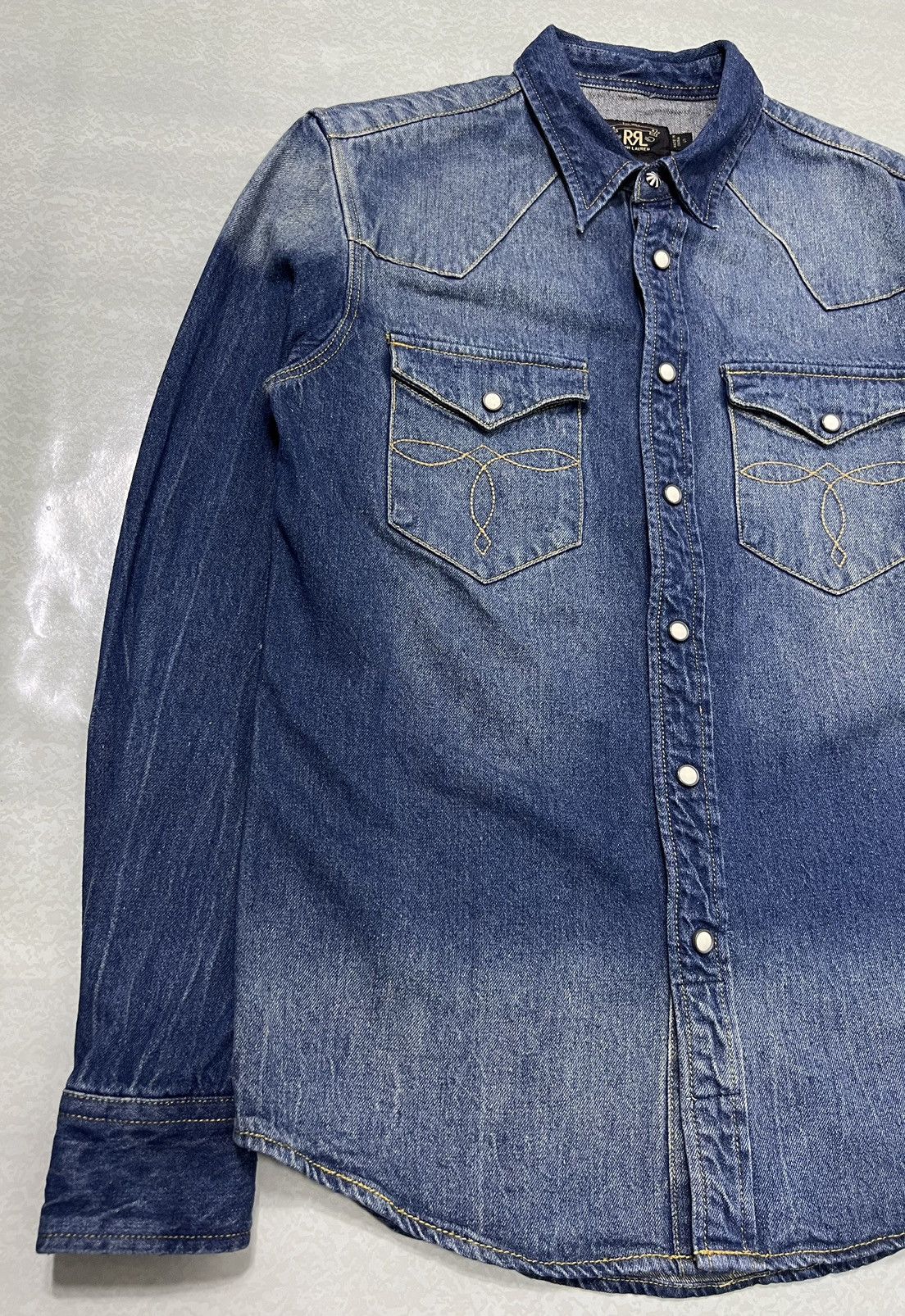 RRL Ralph Lauren RRL - Double RL - Western Denim Longsleeve Shirt Size US S / EU 44-46 / 1 - 5 Thumbnail