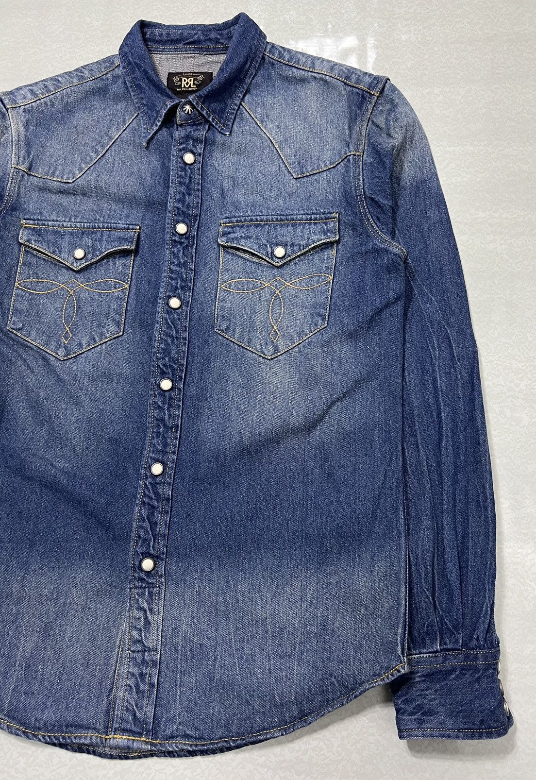 RRL Ralph Lauren RRL - Double RL - Western Denim Longsleeve Shirt Size US S / EU 44-46 / 1 - 6 Thumbnail