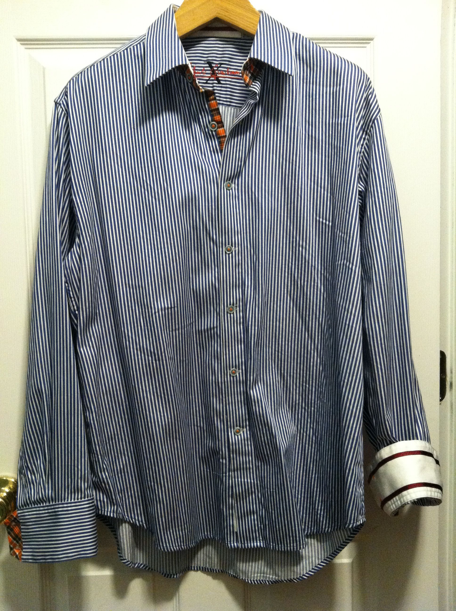 image of Robert Graham Men's Shirt XL in Blue/White