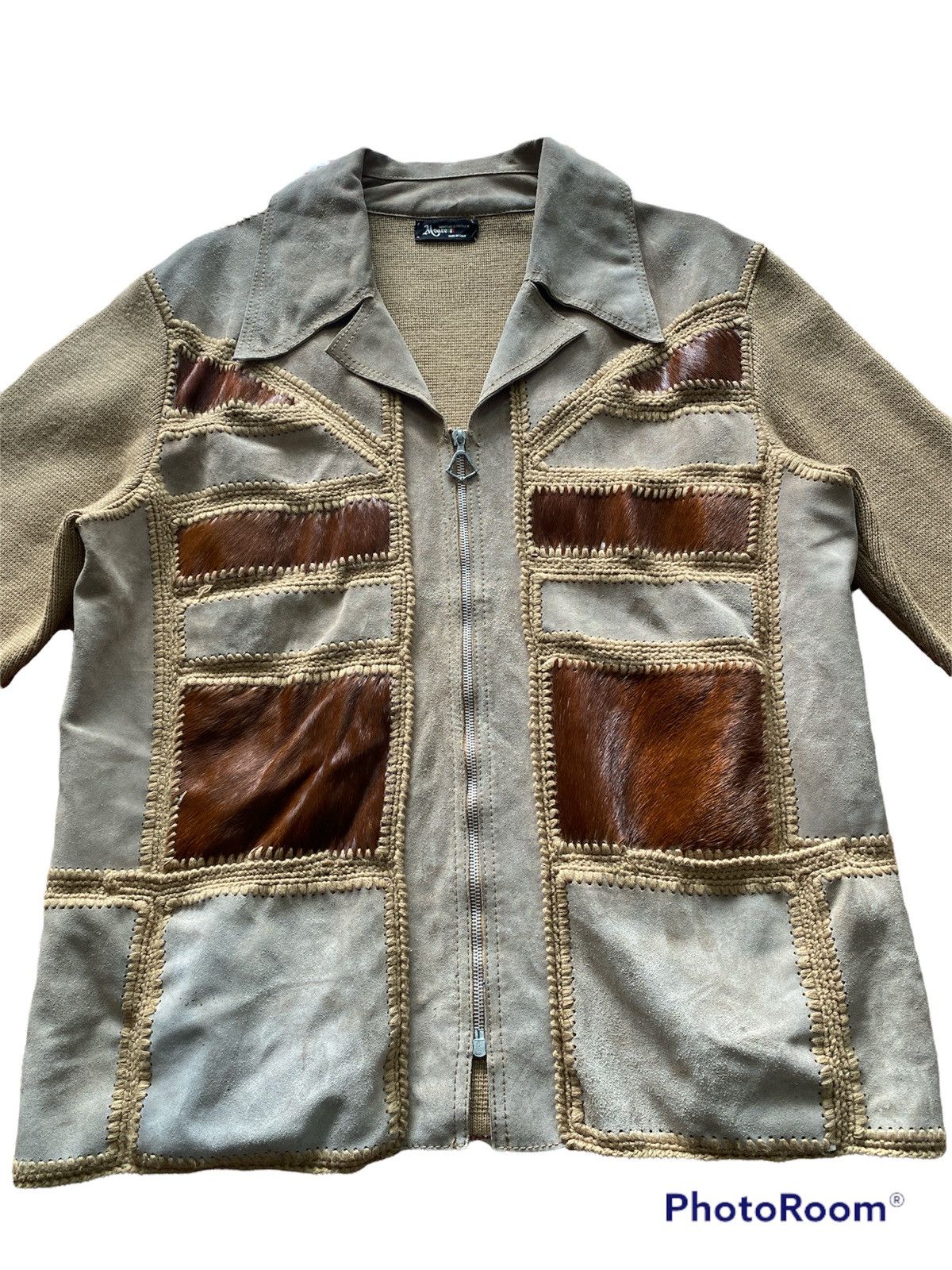 If Six Was Nine × Japanese Brand × Le Grande Bleu (L.G.B.) Vintage Moure Italy Handmade Jacket Knit Leather Patches Size US XL / EU 56 / 4 - 2 Thumbnail
