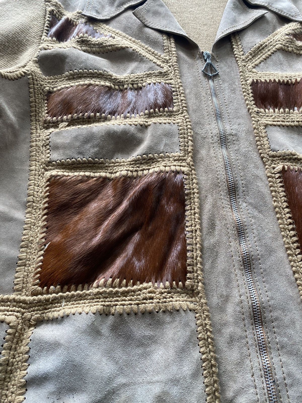 If Six Was Nine × Japanese Brand × Le Grande Bleu (L.G.B.) Vintage Moure Italy Handmade Jacket Knit Leather Patches Size US XL / EU 56 / 4 - 5 Thumbnail