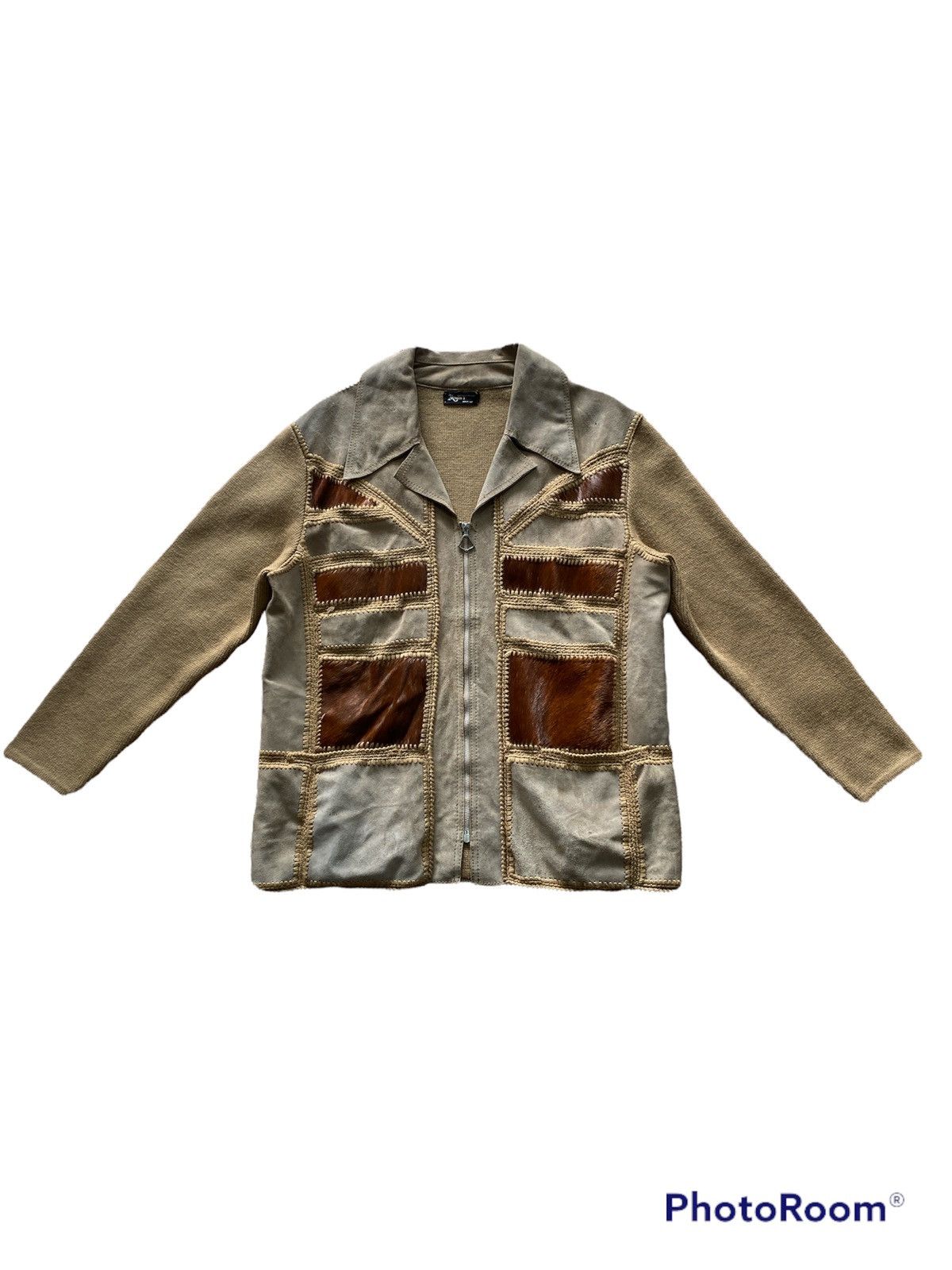 If Six Was Nine × Japanese Brand × Le Grande Bleu (L.G.B.) Vintage Moure Italy Handmade Jacket Knit Leather Patches Size US XL / EU 56 / 4 - 1 Thumbnail