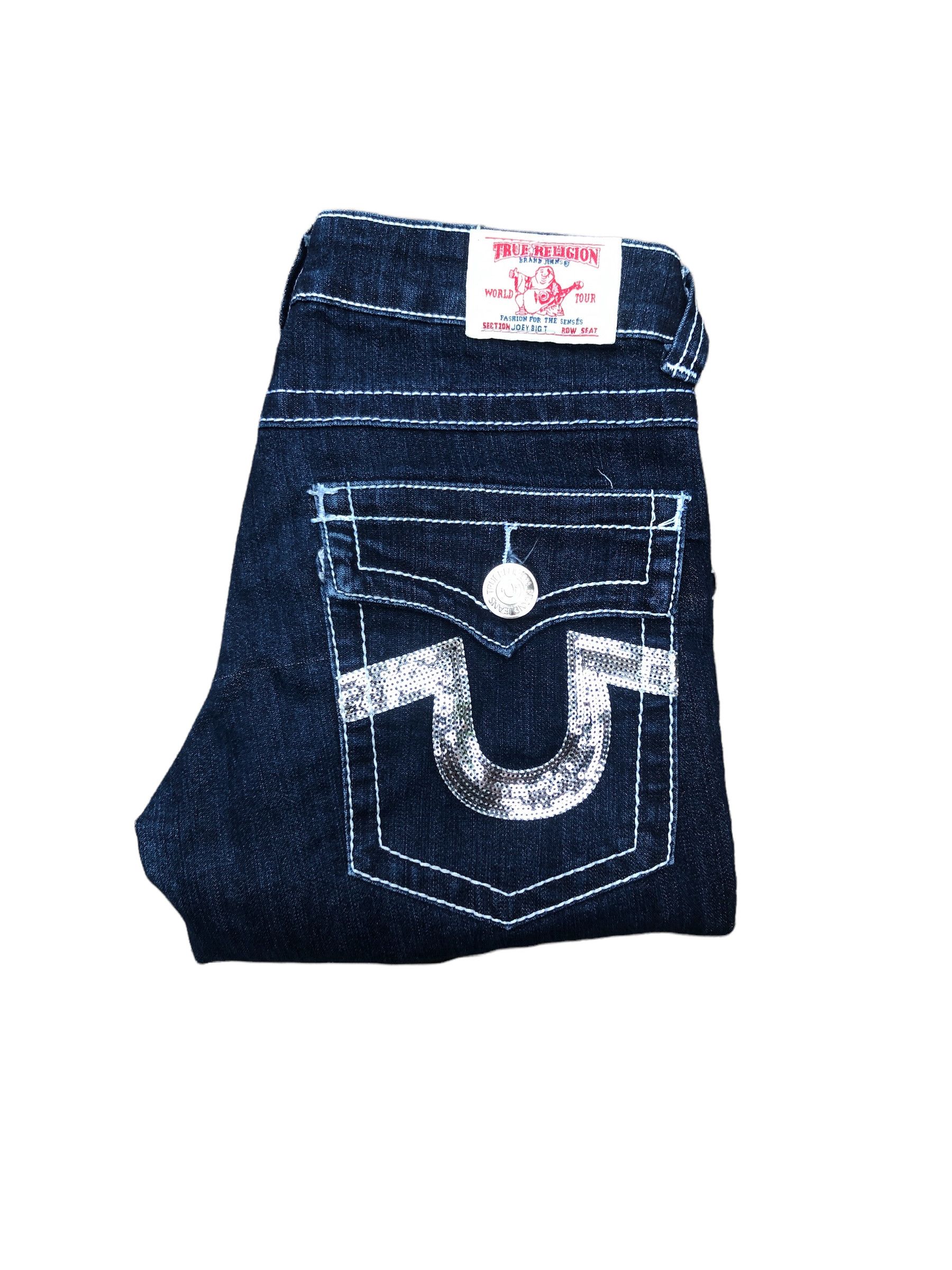 truereligion 30 TRUE RELIGION 白ステッチ デニム トゥルーレリジョン