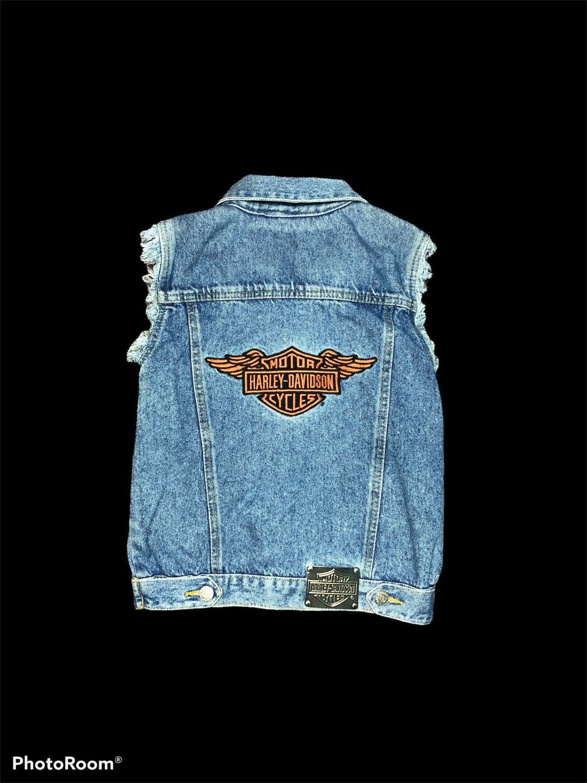 Harley Davidson × Vintage ‼️KIDS‼️VTGE SLEEVELESS TRUCKER JACKET Size US XXS / EU 40 - 2 Thumbnail