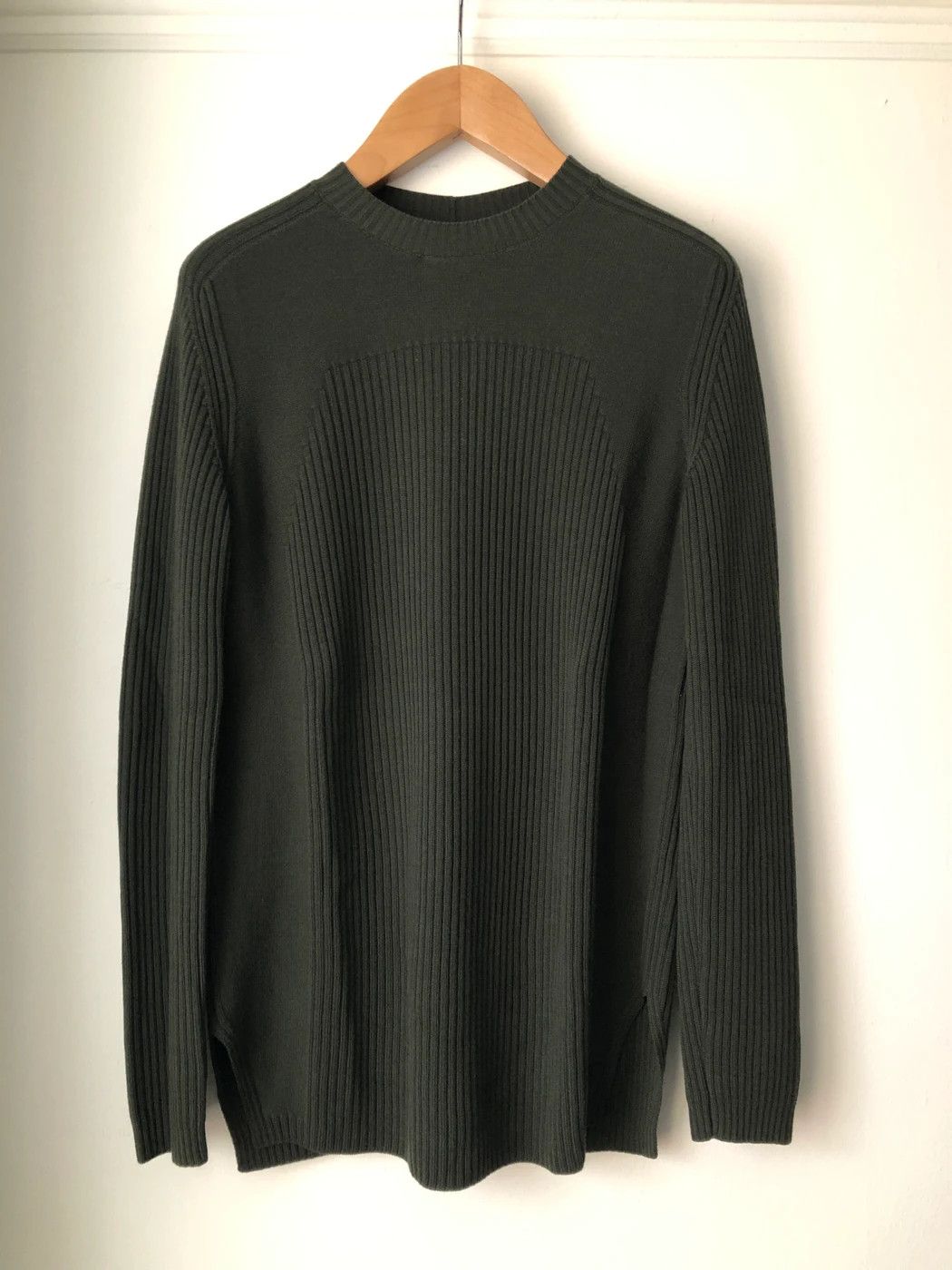 image of Rick Owens Ss20 Tecuatl Wool Fisherman Sweater Onesize in Forest, Men's (Size Large)