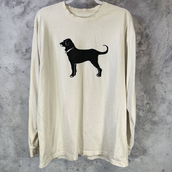 Men's Printed Casual Black Dog White T-Shirt