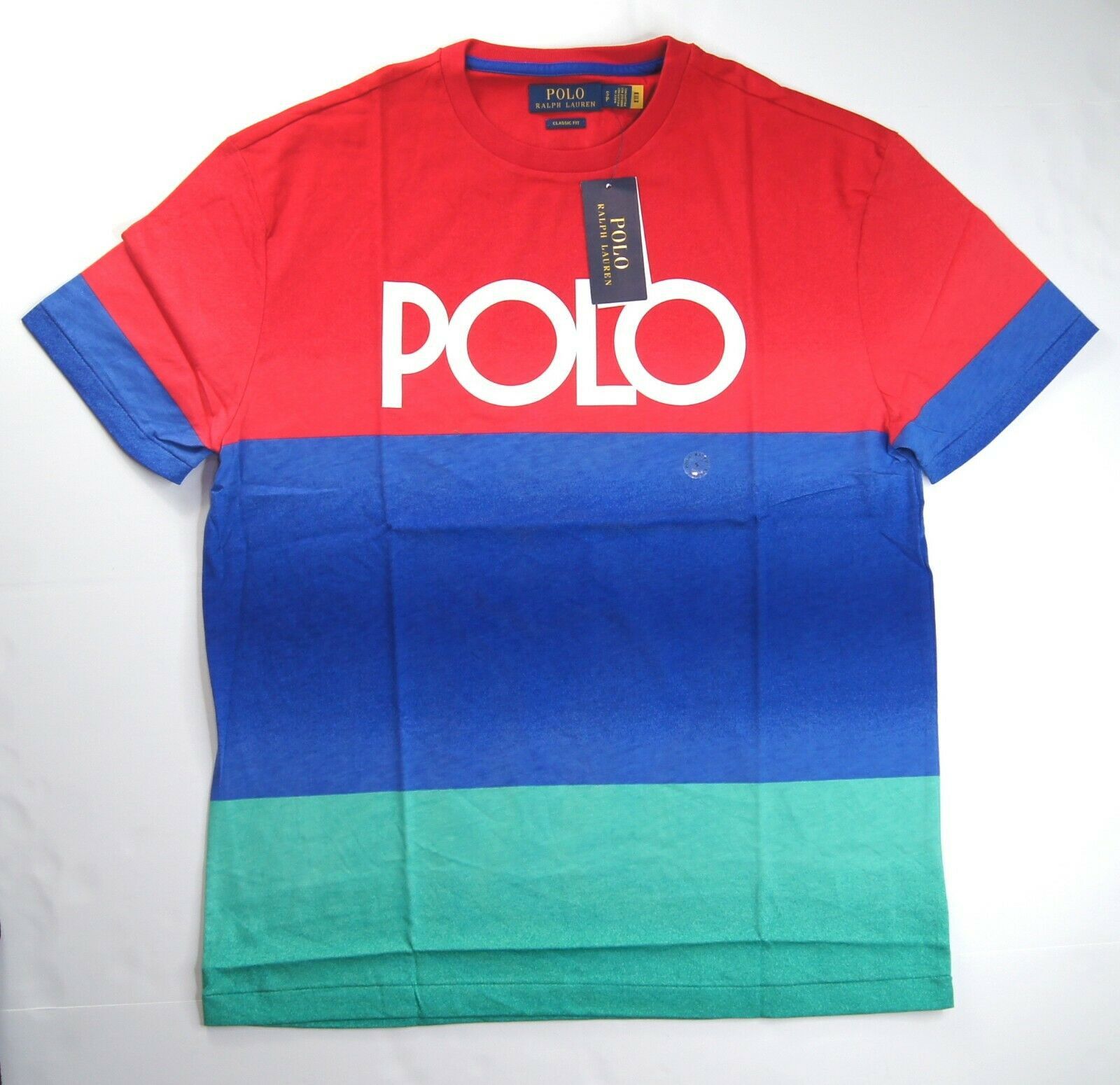 Polo Ralph Lauren POLO RALPH LAUREN Red Multi Classic Fit Ombre Bold T-Shirt Size US XL / EU 56 / 4 - 1 Thumbnail