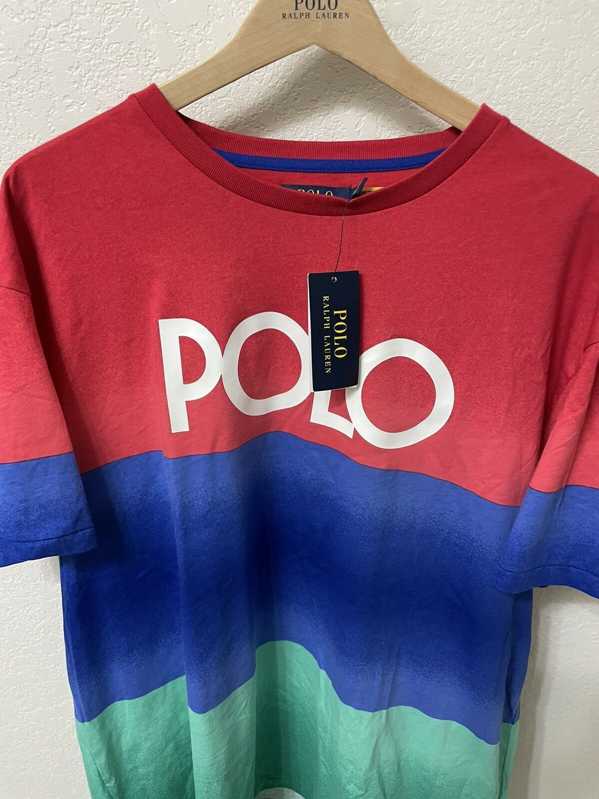 Polo Ralph Lauren POLO RALPH LAUREN Red Multi Classic Fit Ombre Bold T-Shirt Size US XL / EU 56 / 4 - 5 Thumbnail