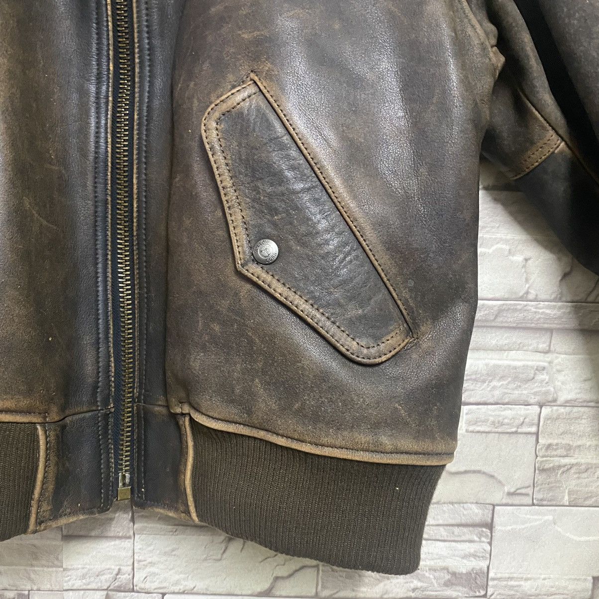 YELLOW CORN Vintage Yellow Corn Bomber Leather Jacket Size US L / EU 52-54 / 3 - 8 Thumbnail