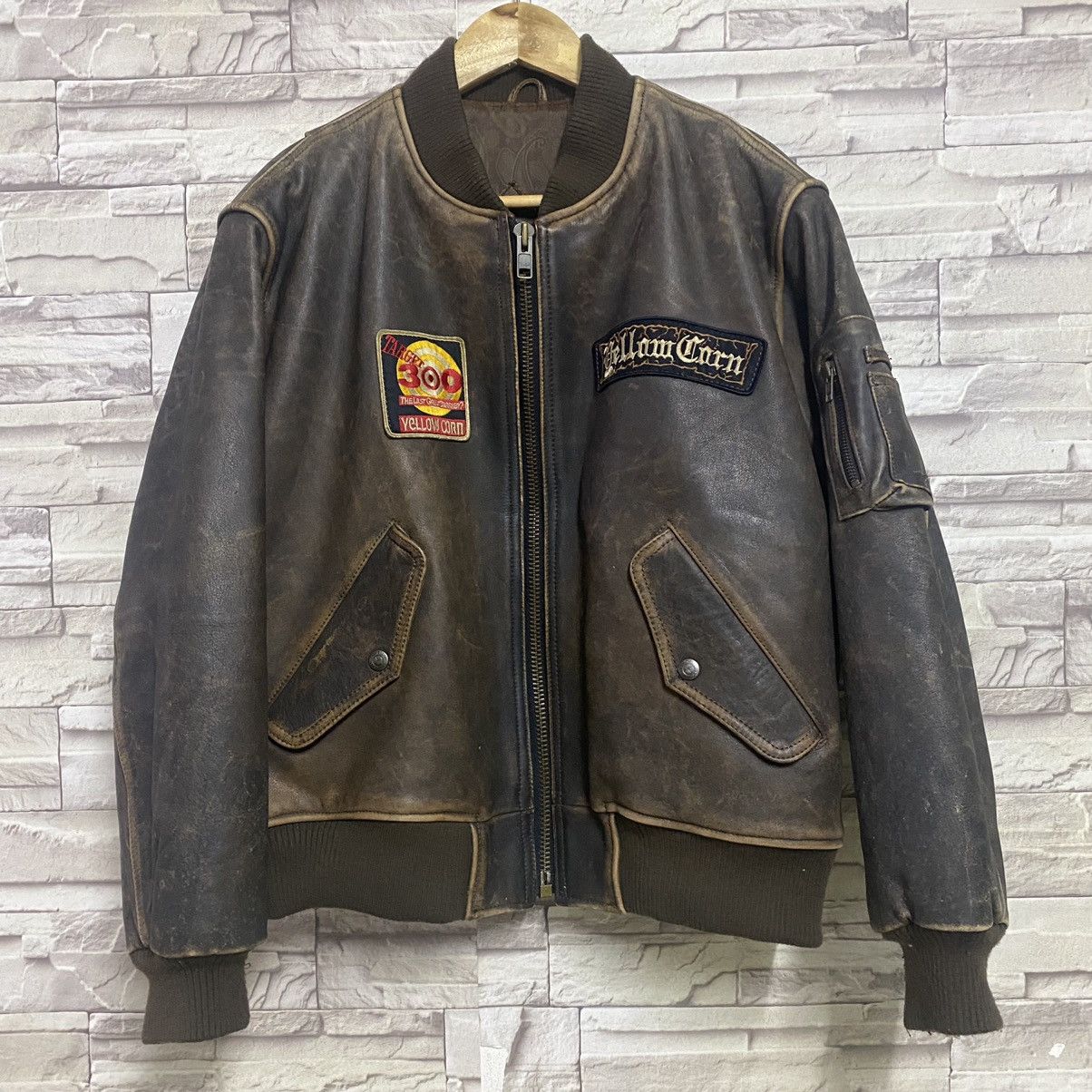 YELLOW CORN Vintage Yellow Corn Bomber Leather Jacket Size US L / EU 52-54 / 3 - 3 Thumbnail