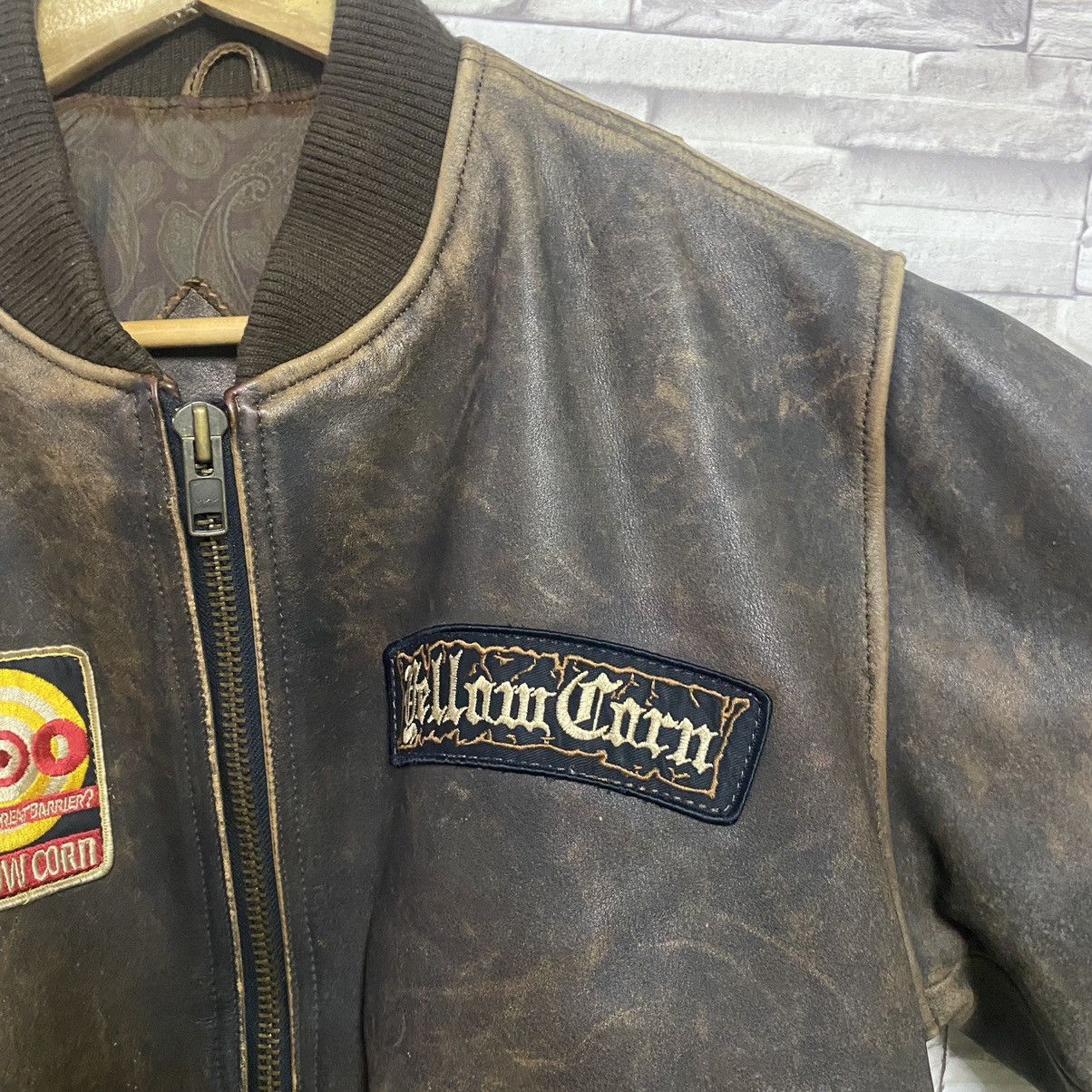 YELLOW CORN Vintage Yellow Corn Bomber Leather Jacket Size US L / EU 52-54 / 3 - 6 Thumbnail