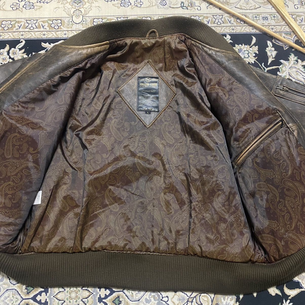 YELLOW CORN Vintage Yellow Corn Bomber Leather Jacket Size US L / EU 52-54 / 3 - 19 Thumbnail