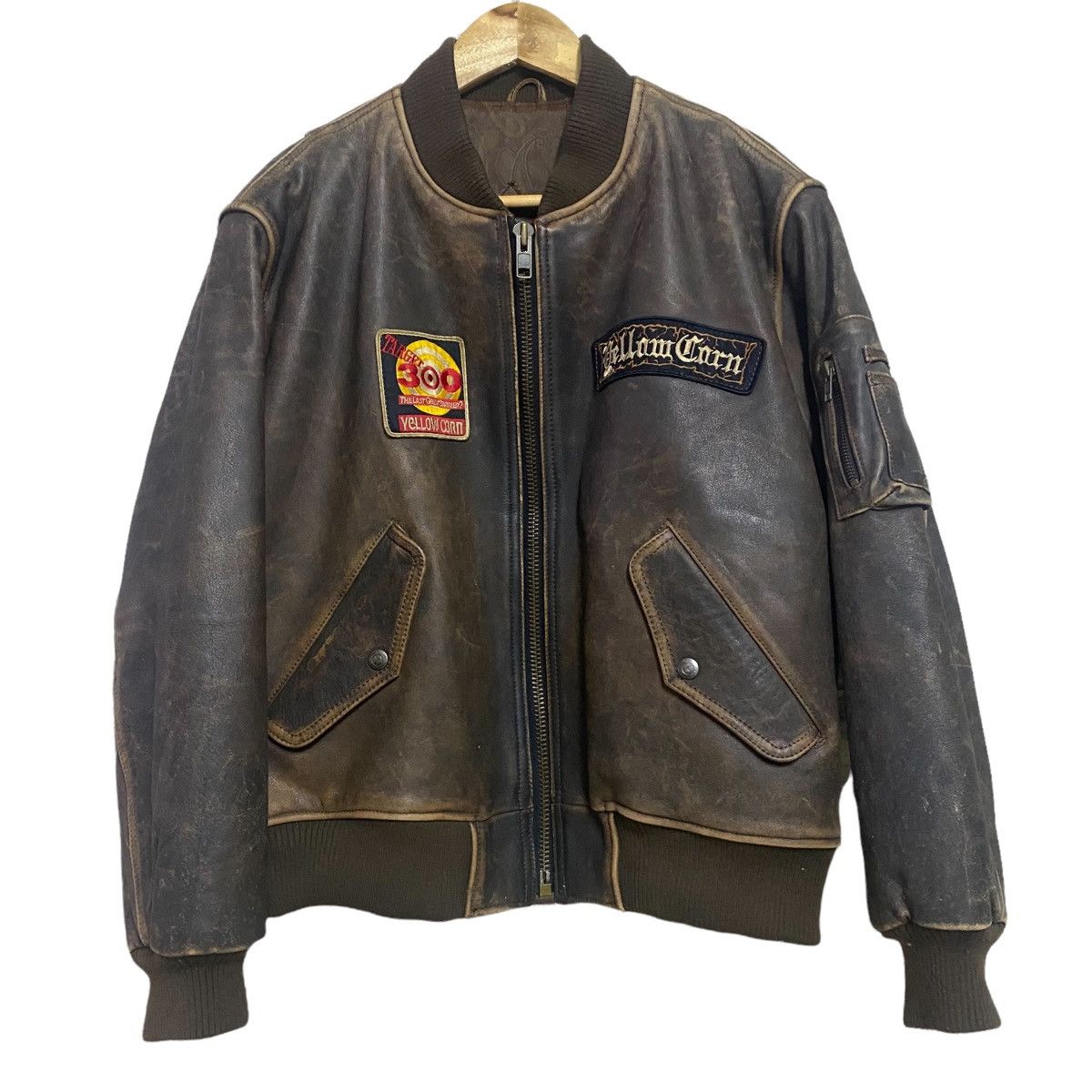 YELLOW CORN Vintage Yellow Corn Bomber Leather Jacket Size US L / EU 52-54 / 3 - 2 Thumbnail