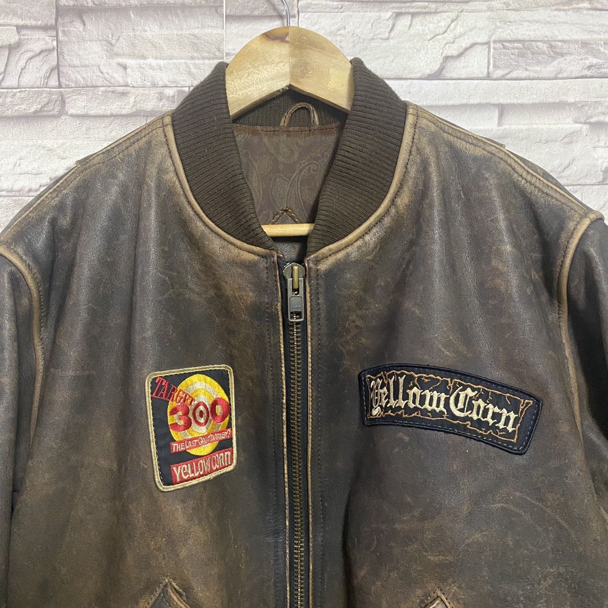 YELLOW CORN Vintage Yellow Corn Bomber Leather Jacket Size US L / EU 52-54 / 3 - 4 Thumbnail