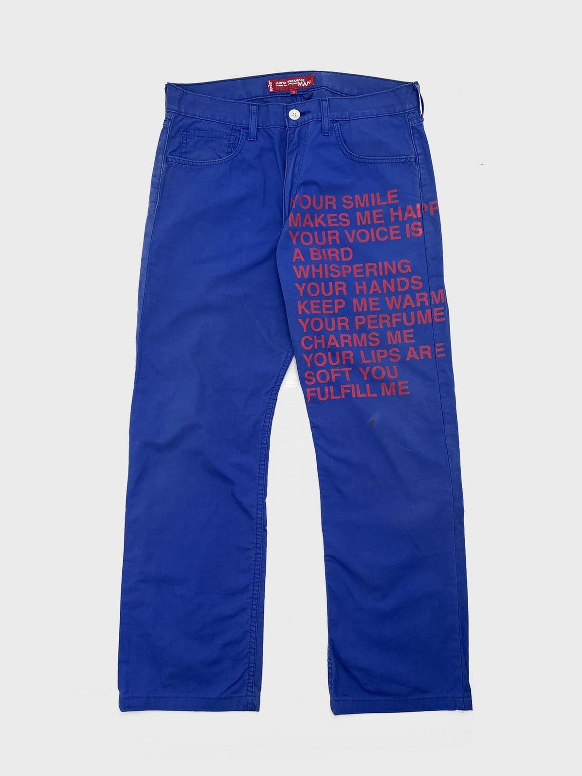 image of Comme Des Garcons x Junya Watanabe 2002 Poem Trousers in Blue/Red, Men's (Size 32)
