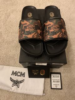 Bape Mcm Camo Slides Grailed