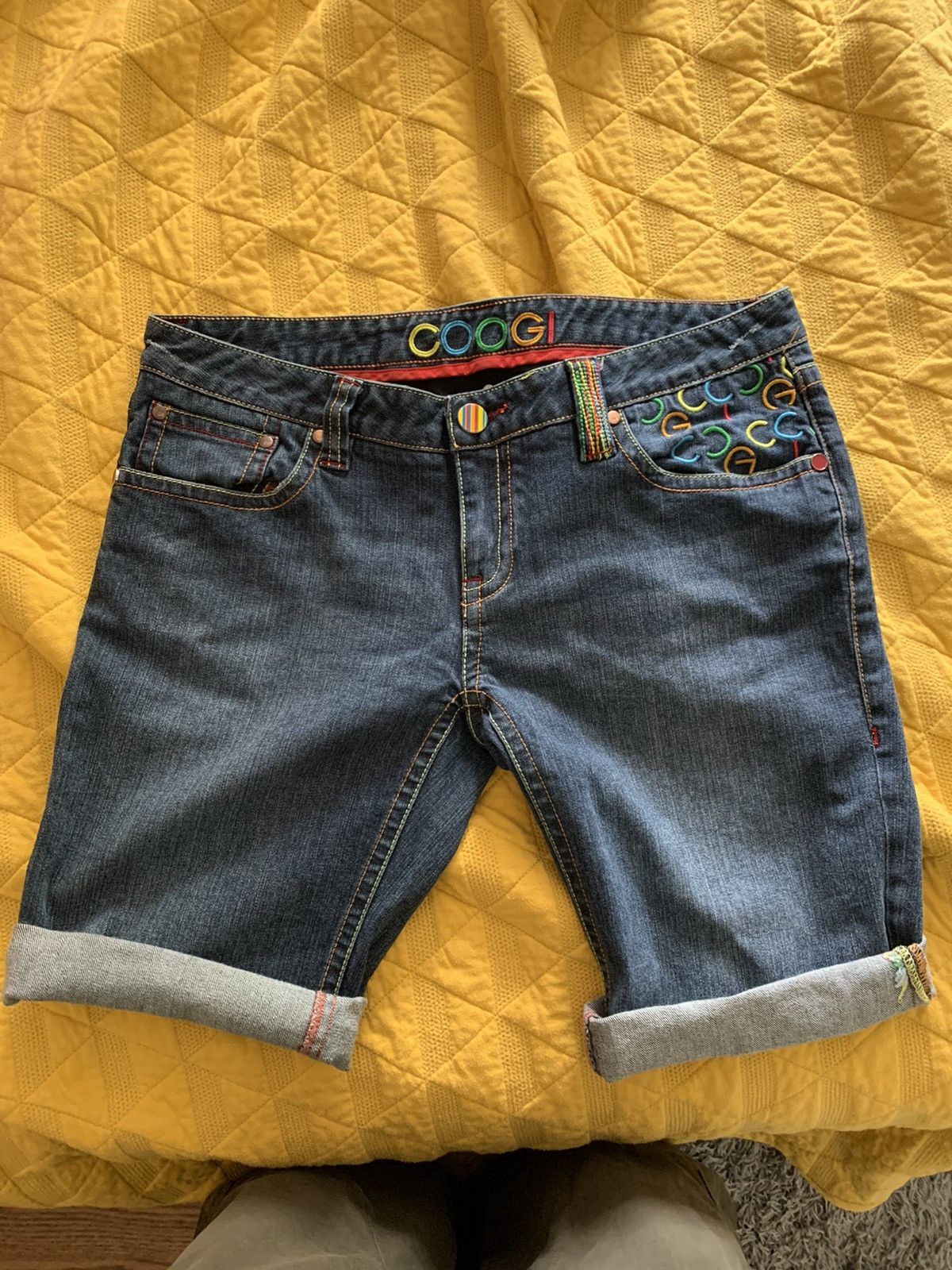 Short En Jean Coogi Délavé Bleu Moyen - Taille 20W Femme - Coupe Classique Bermuda