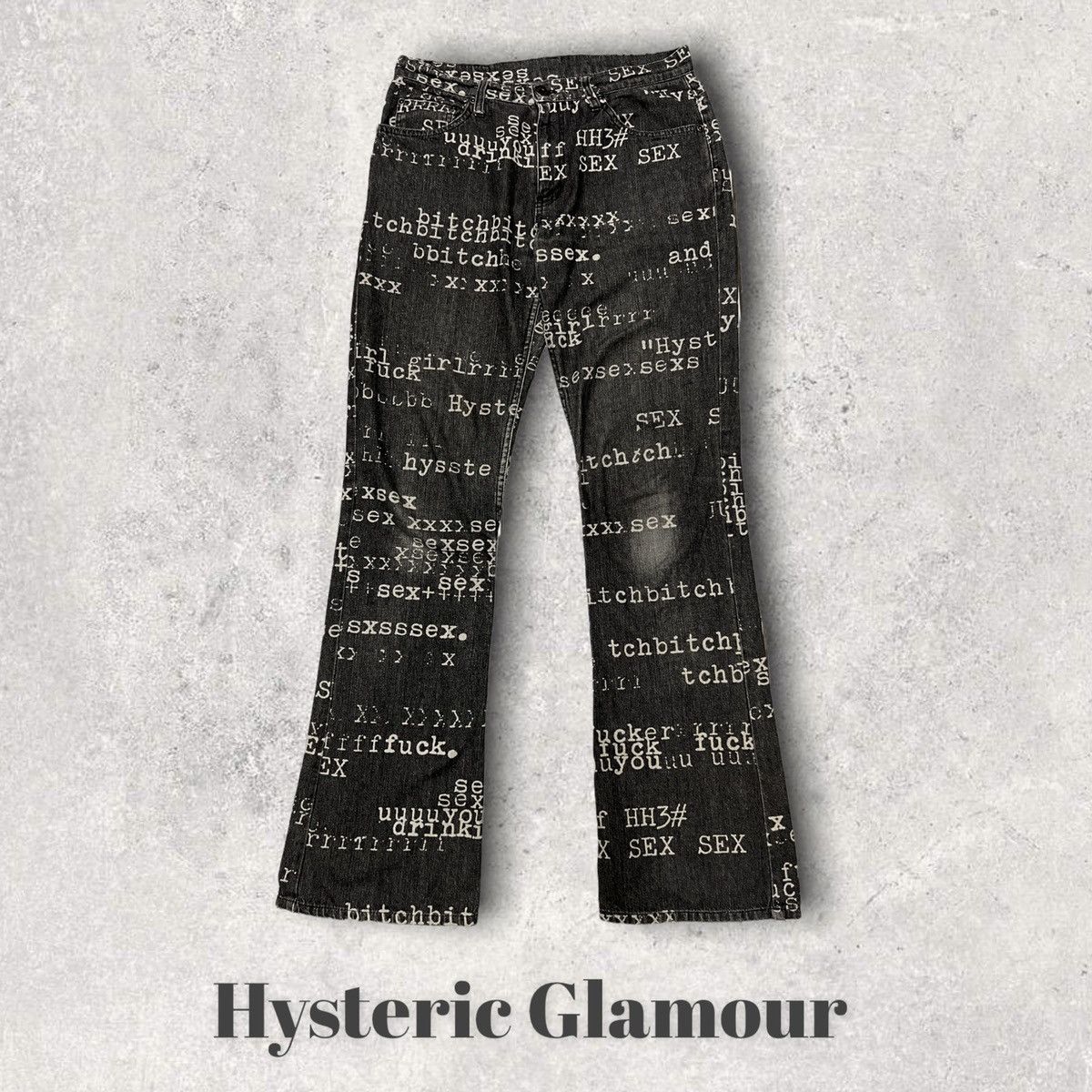 image of Archival Clothing x Hysteric Glamour Fuck Sex Bitch Full Print in Black, Men's (Size 30)