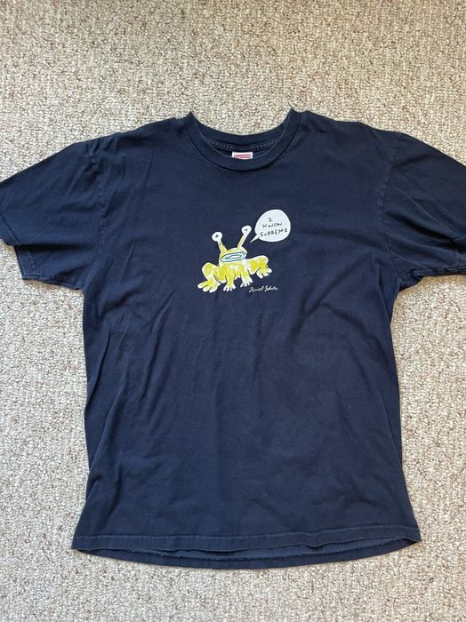 Supreme Supreme Daniel Johnston Frog tee I know Supreme Navy | Grailed