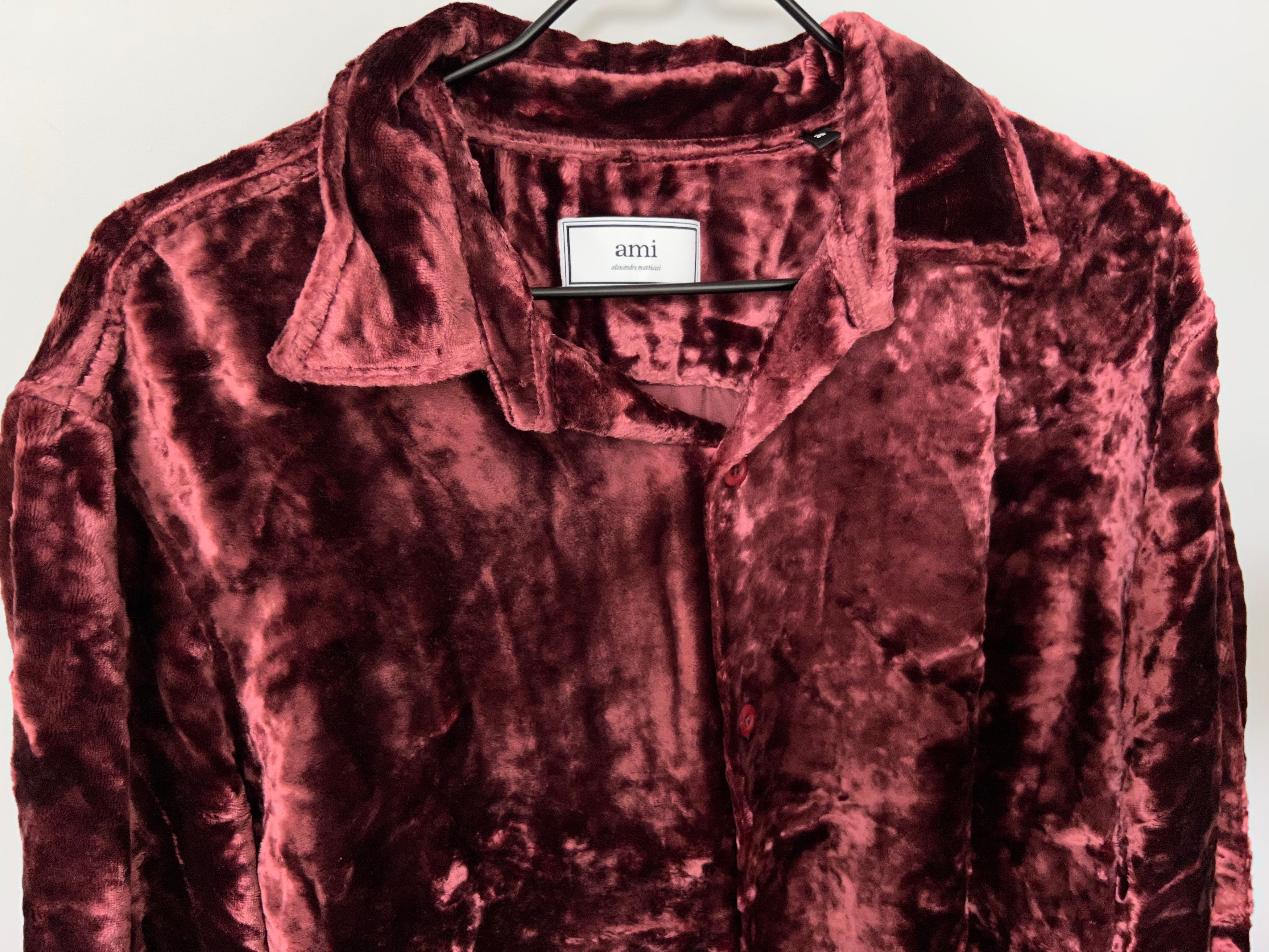 AMI AMI - Alexandre Mattiussi Velvet Shirt, Wine, Size 39 Size US M / EU 48-50 / 2 - 3 Thumbnail