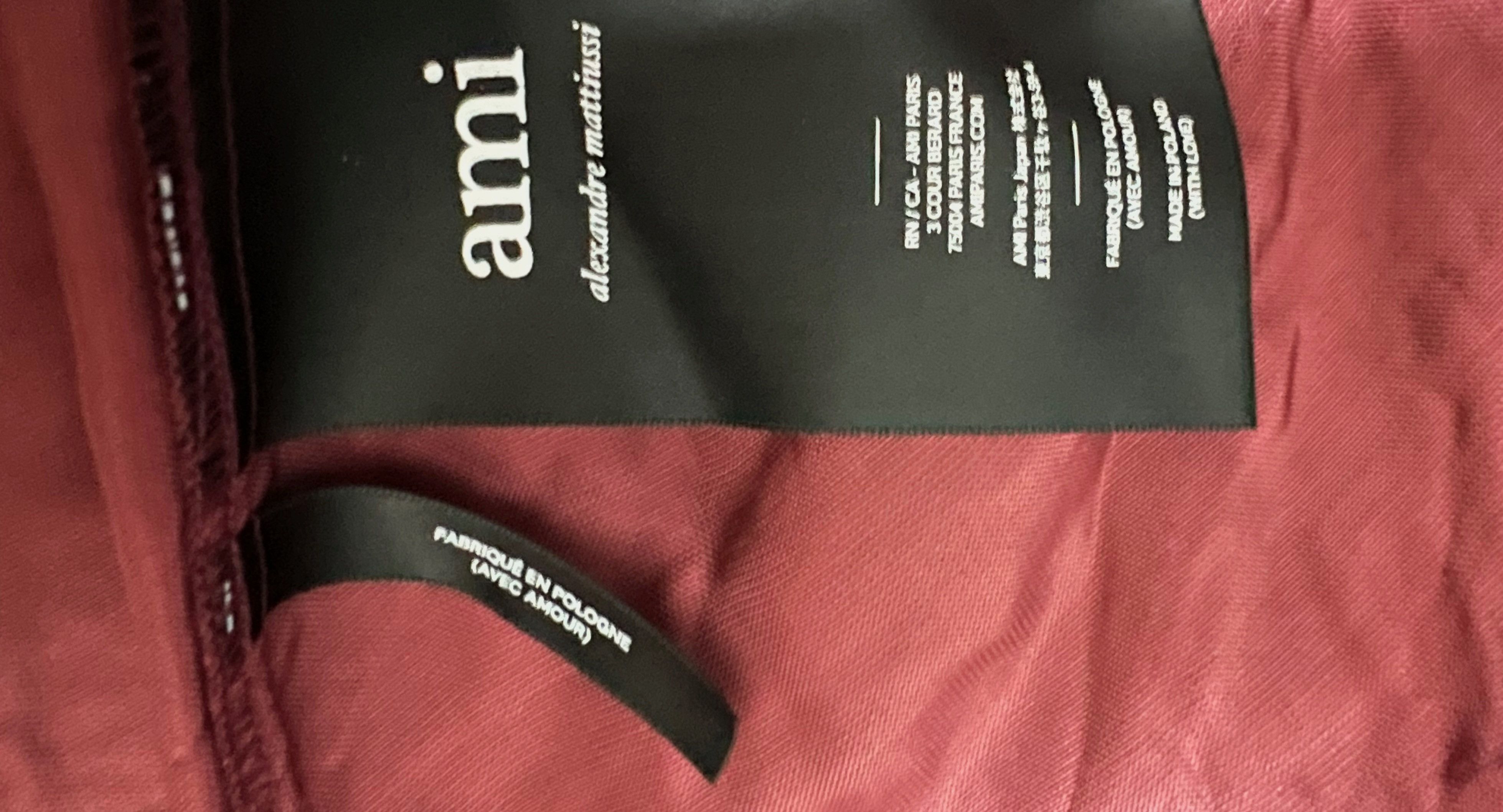 AMI AMI - Alexandre Mattiussi Velvet Shirt, Wine, Size 39 Size US M / EU 48-50 / 2 - 5 Thumbnail