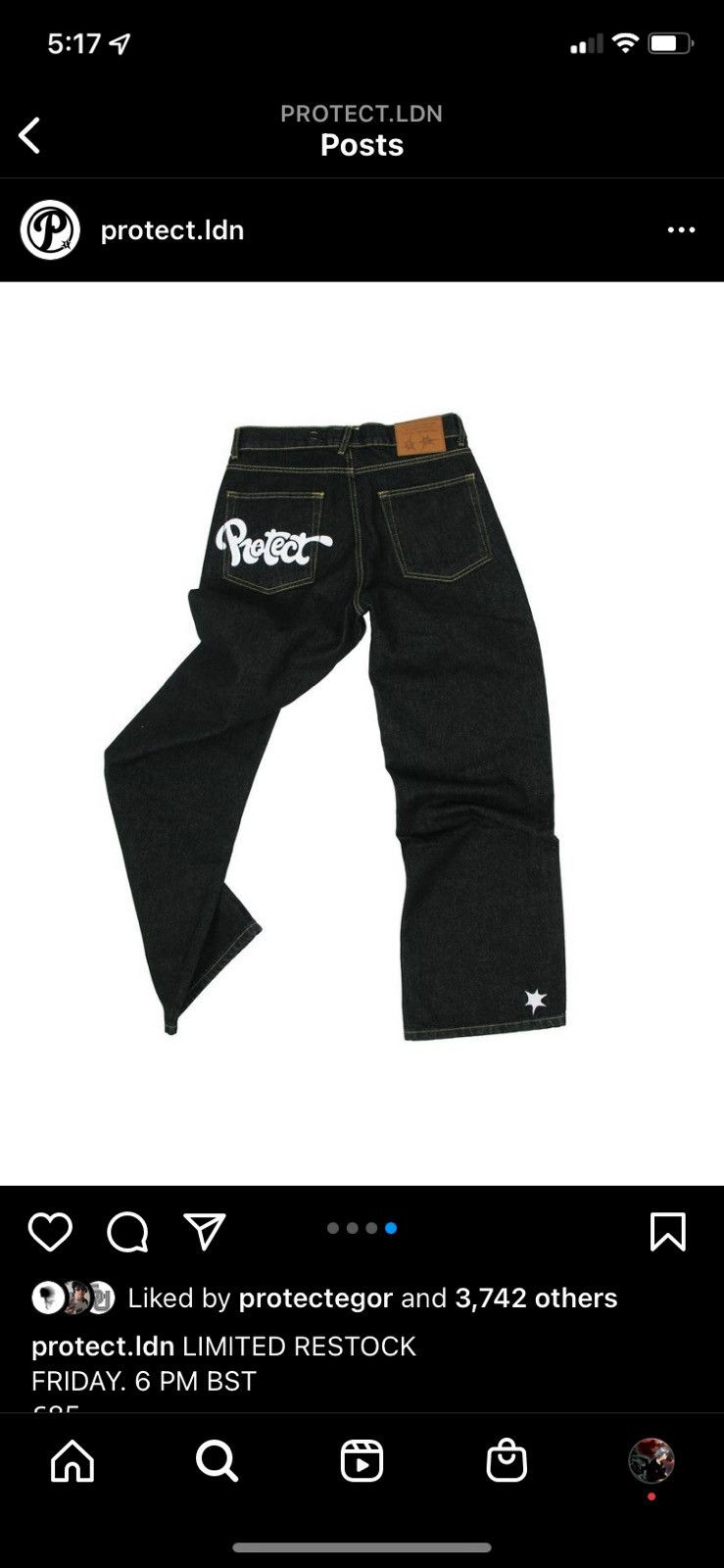 Protect spike Denim black/white メンズ