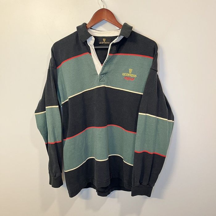 Vintage Vintage Guiness Rugby Shirt Long Sleeve Polo Green Black | Grailed